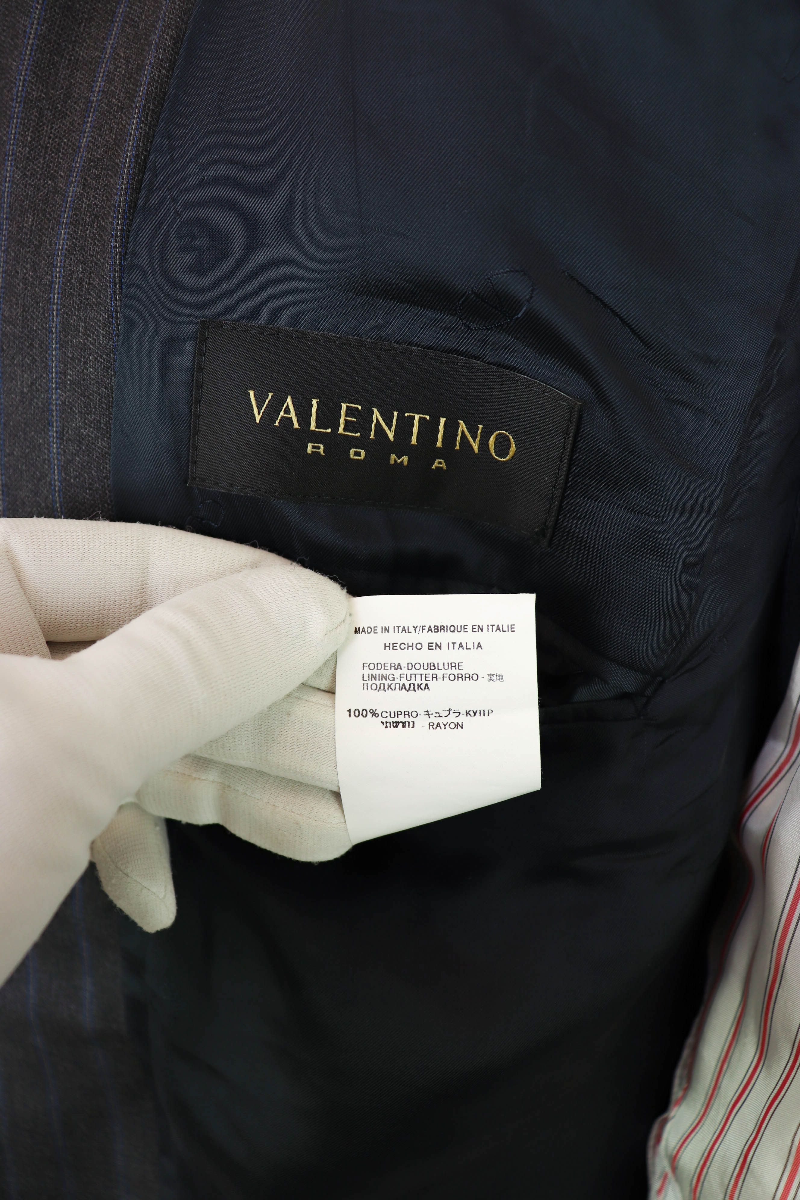 Valentino Men's Valentino Roma Vintage Gray Striped Blazer Jacket Size 44R - 17 Thumbnail
