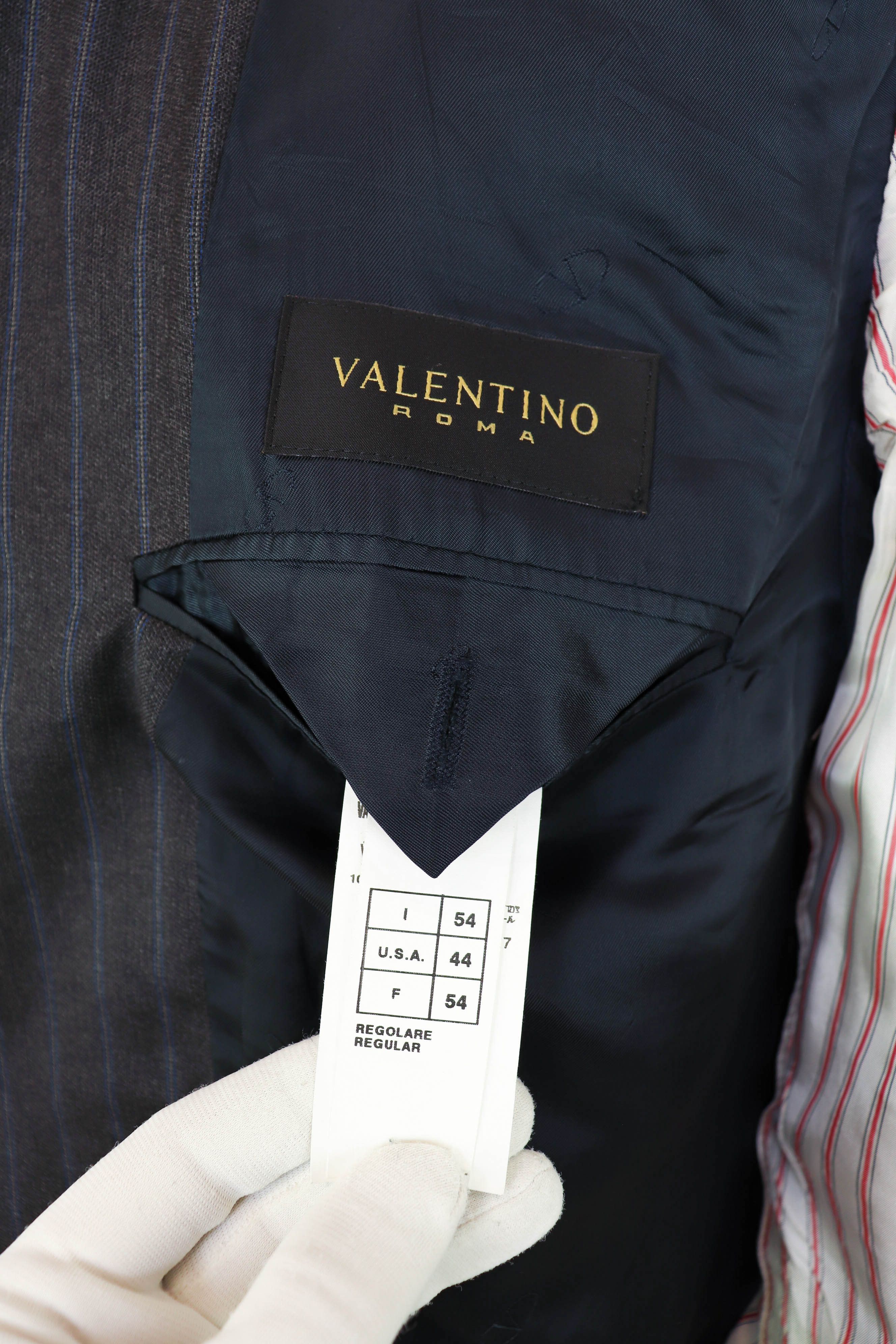 Valentino Men's Valentino Roma Vintage Gray Striped Blazer Jacket Size 44R - 15 Thumbnail
