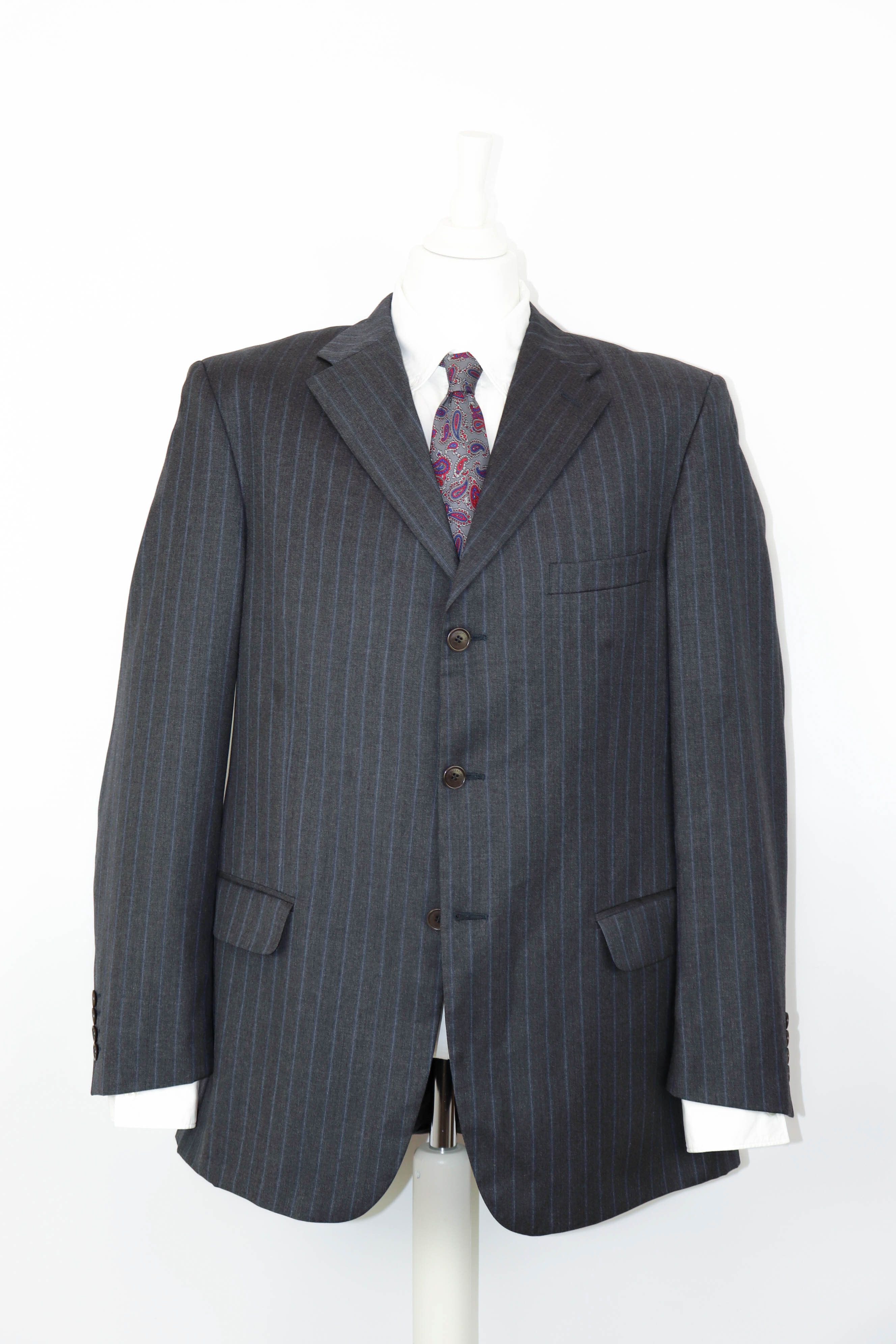 Valentino Men's Valentino Roma Vintage Gray Striped Blazer Jacket Size 44R - 1 Thumbnail