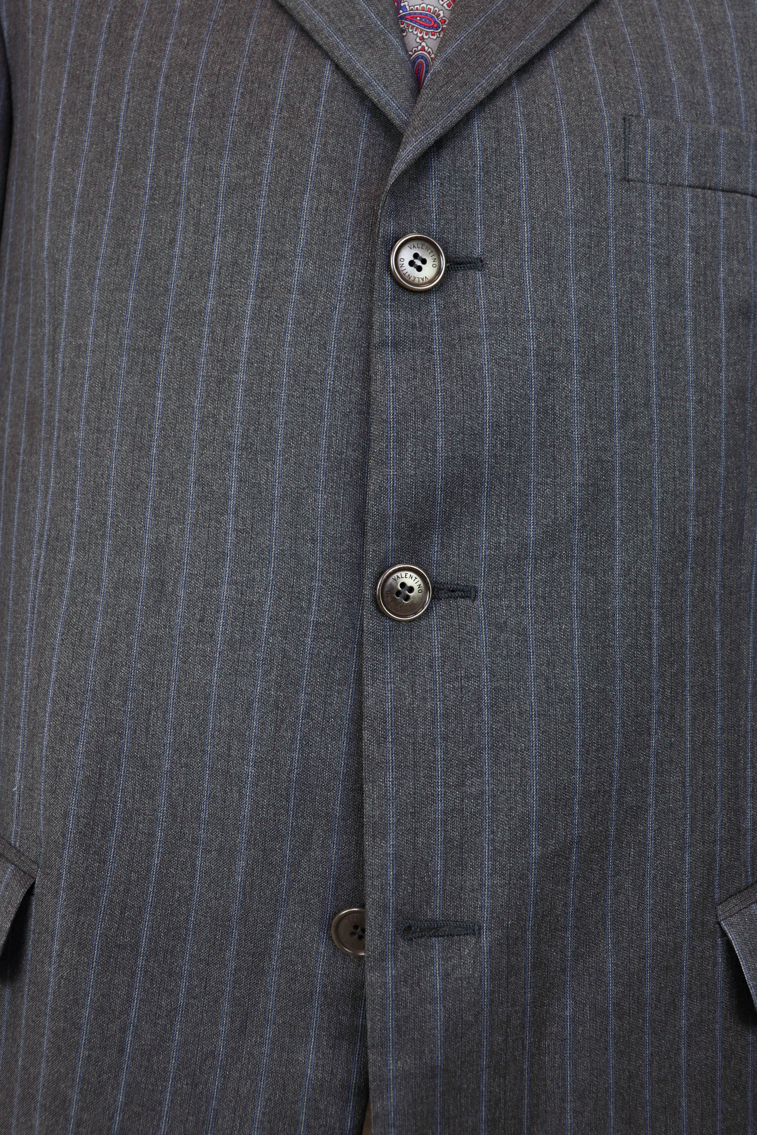 Valentino Men's Valentino Roma Vintage Gray Striped Blazer Jacket Size 44R - 7 Thumbnail