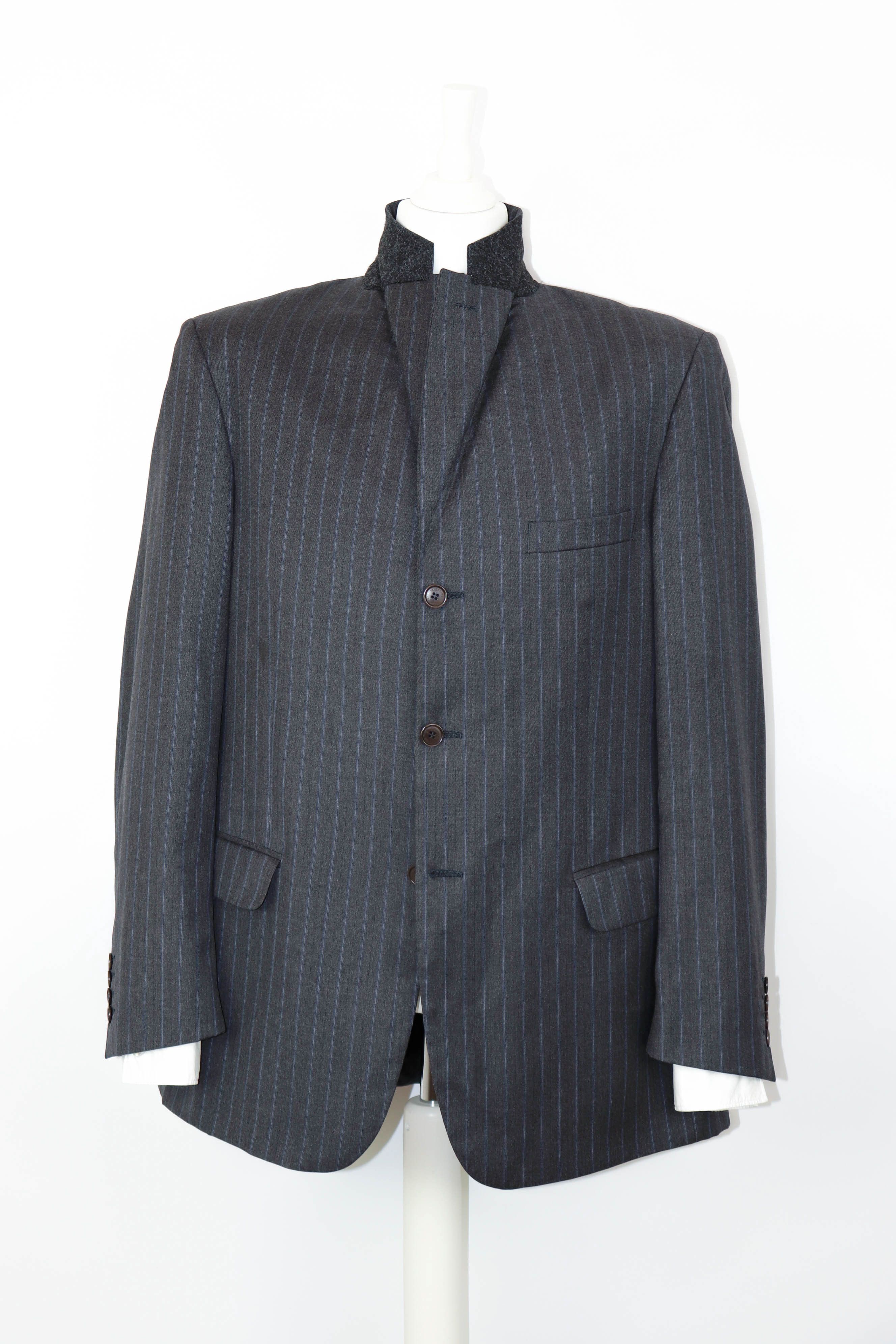 Valentino Men's Valentino Roma Vintage Gray Striped Blazer Jacket Size 44R - 3 Thumbnail