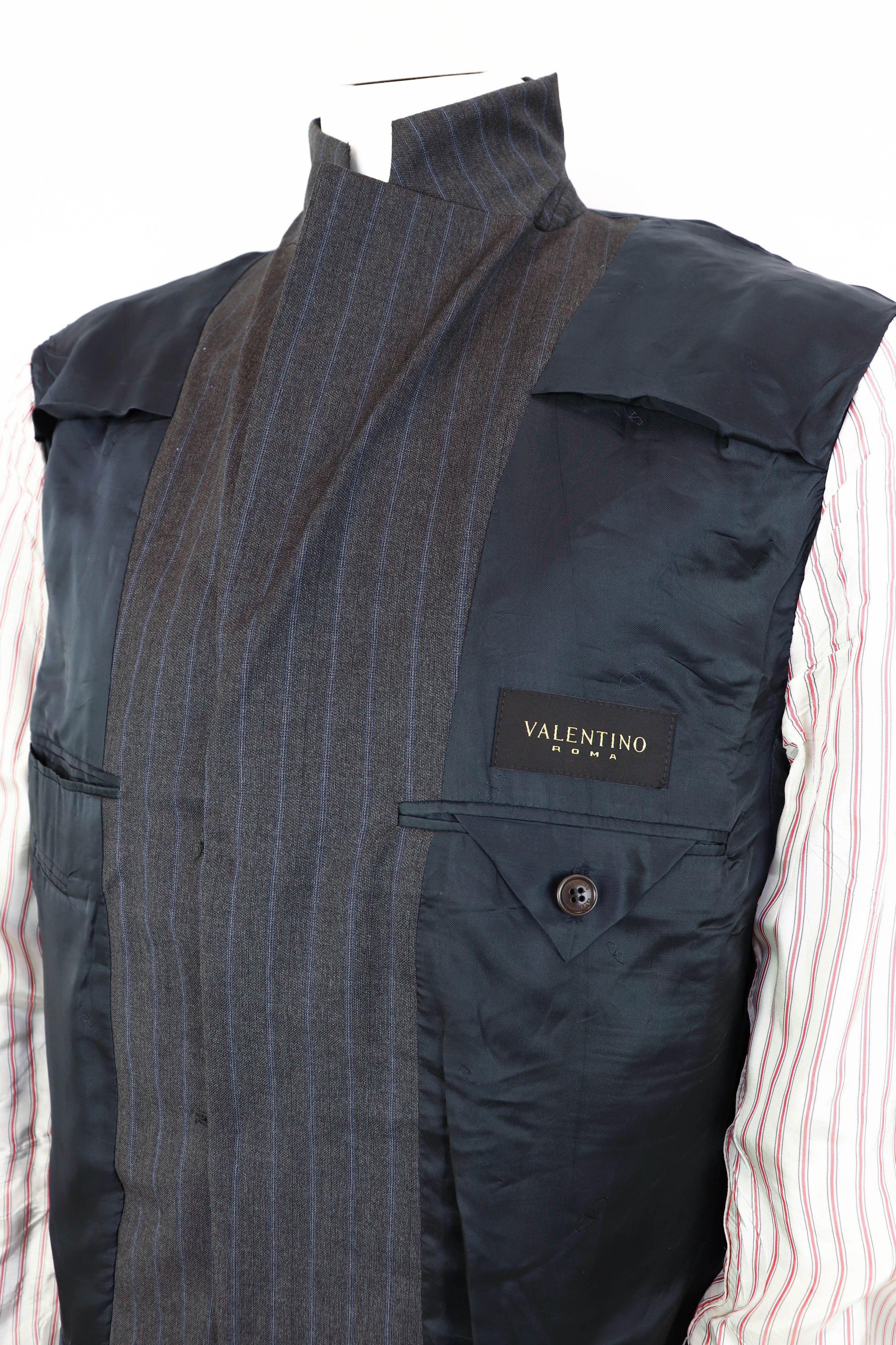 Valentino Men's Valentino Roma Vintage Gray Striped Blazer Jacket Size 44R - 14 Thumbnail