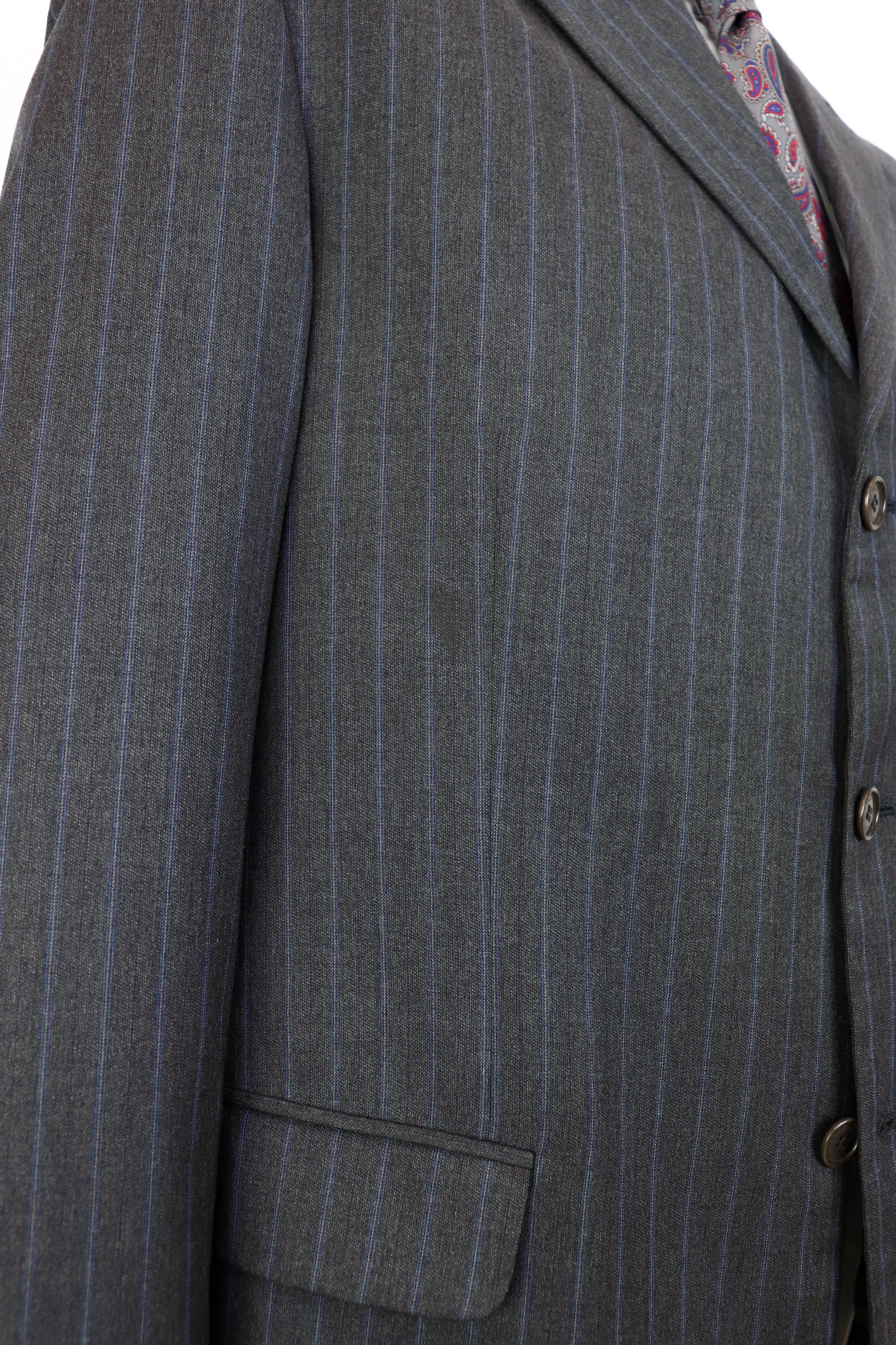 Valentino Men's Valentino Roma Vintage Gray Striped Blazer Jacket Size 44R - 5 Thumbnail
