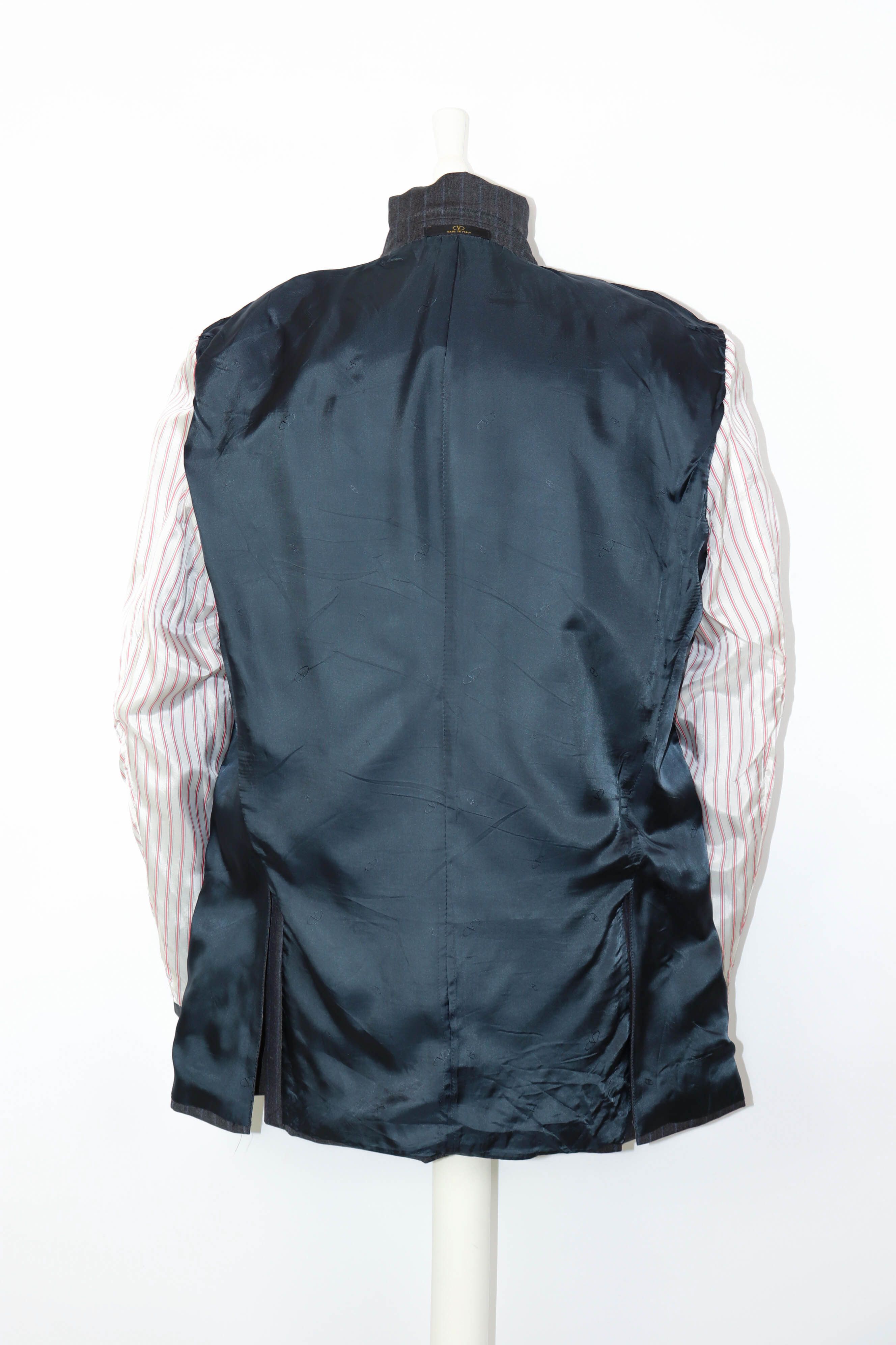 Valentino Men's Valentino Roma Vintage Gray Striped Blazer Jacket Size 44R - 12 Thumbnail