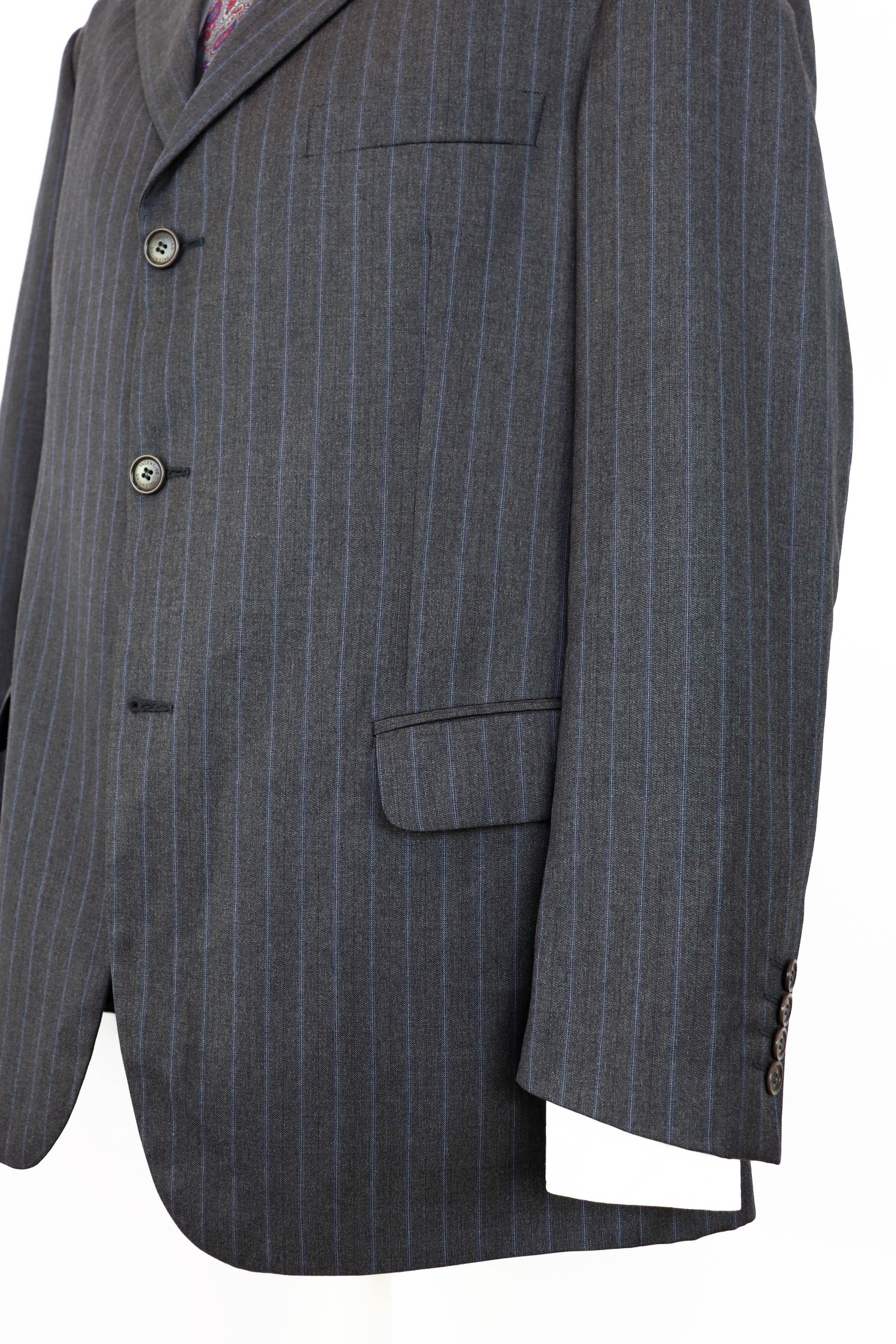 Valentino Men's Valentino Roma Vintage Gray Striped Blazer Jacket Size 44R - 6 Thumbnail