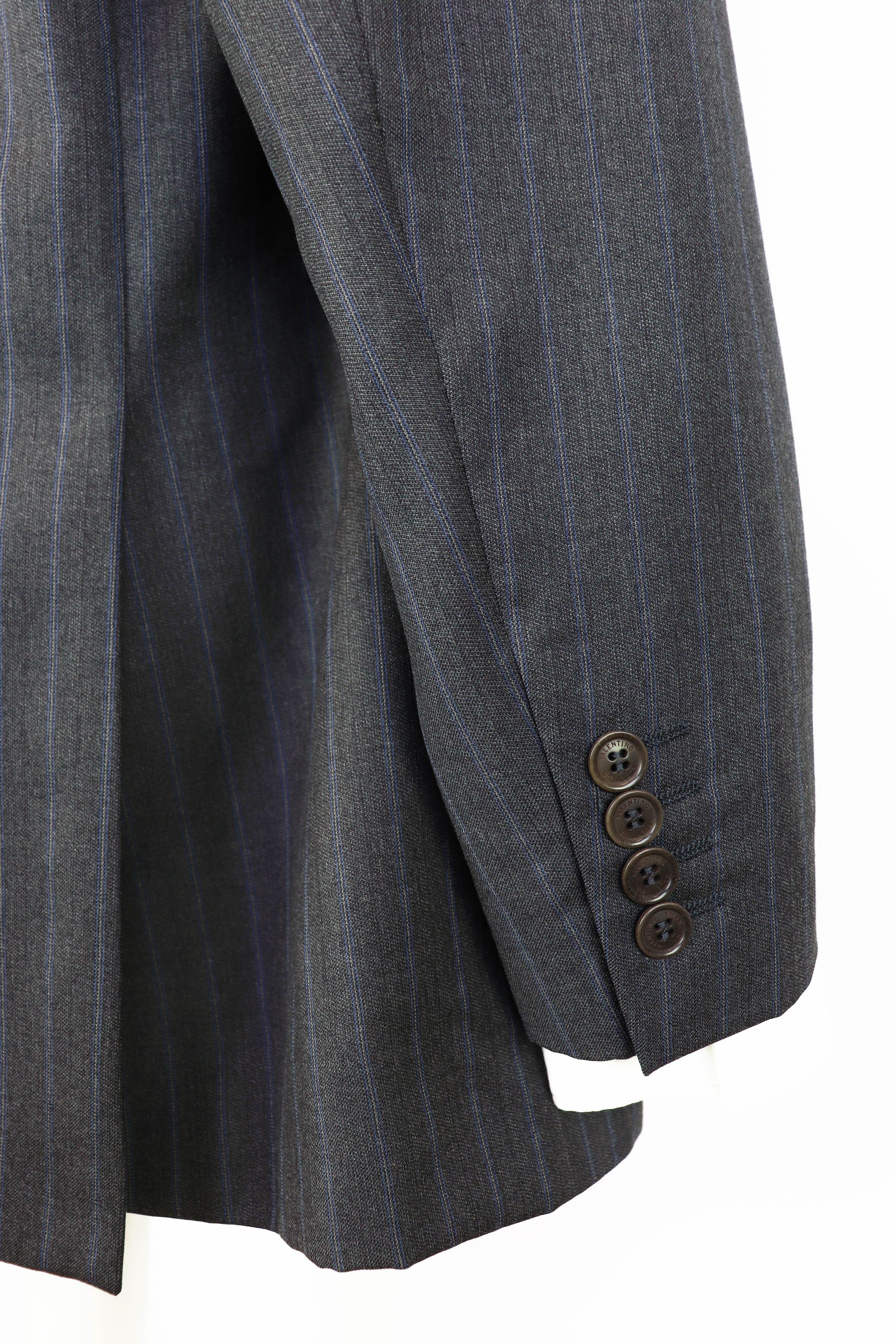 Valentino Men's Valentino Roma Vintage Gray Striped Blazer Jacket Size 44R - 9 Thumbnail