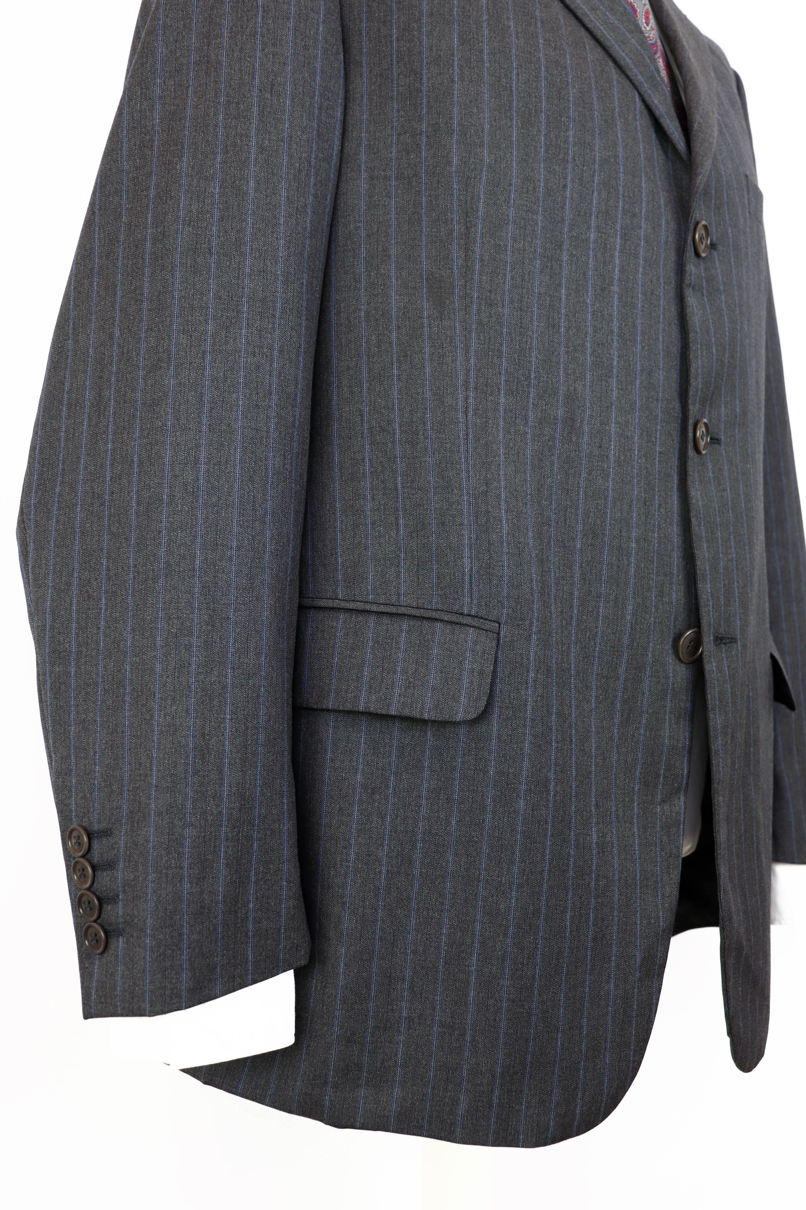 Valentino Men's Valentino Roma Vintage Gray Striped Blazer Jacket Size 44R - 4 Thumbnail