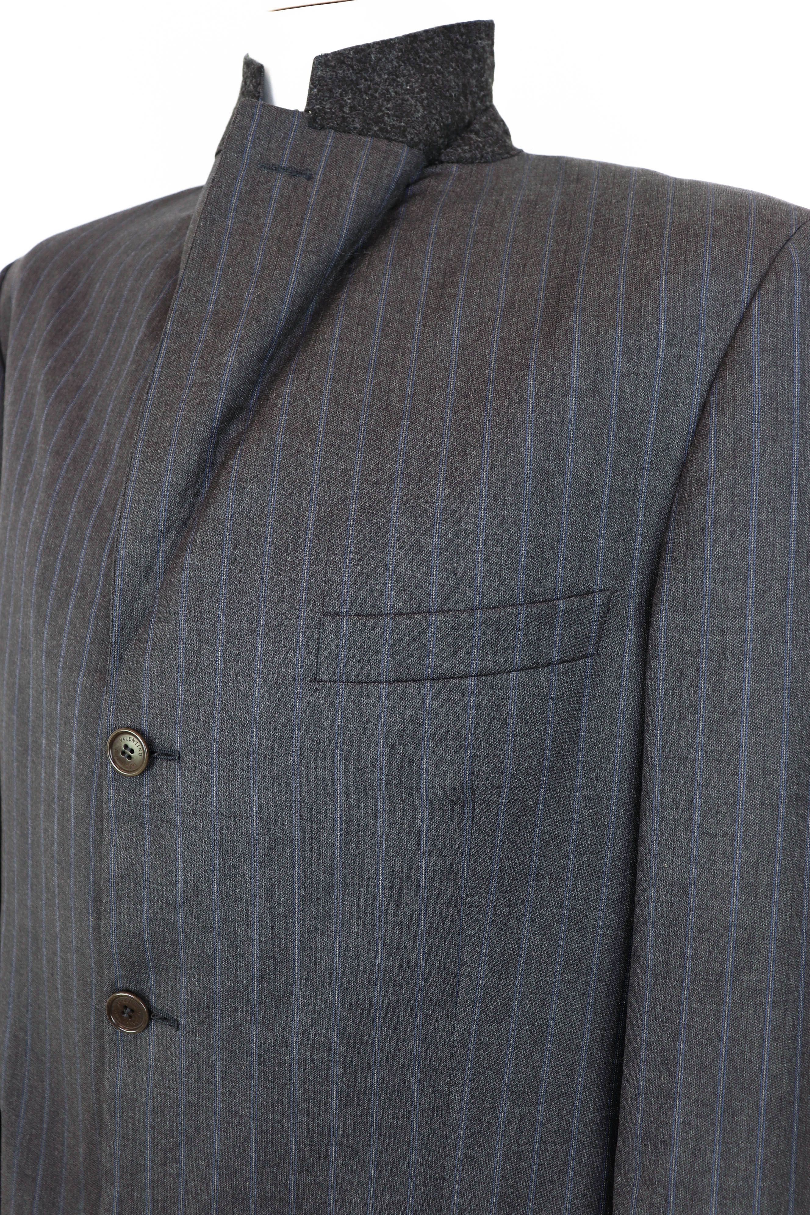 Valentino Men's Valentino Roma Vintage Gray Striped Blazer Jacket Size 44R - 8 Thumbnail