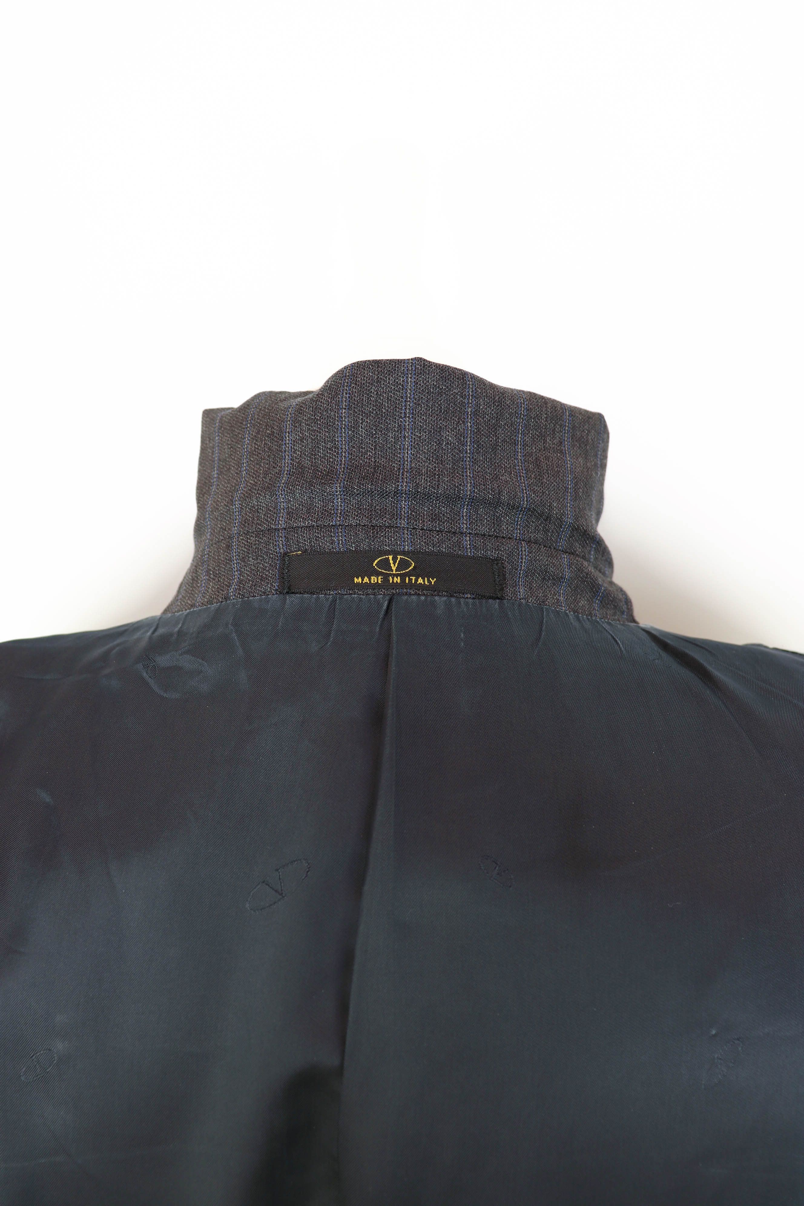 Valentino Men's Valentino Roma Vintage Gray Striped Blazer Jacket Size 44R - 13 Thumbnail