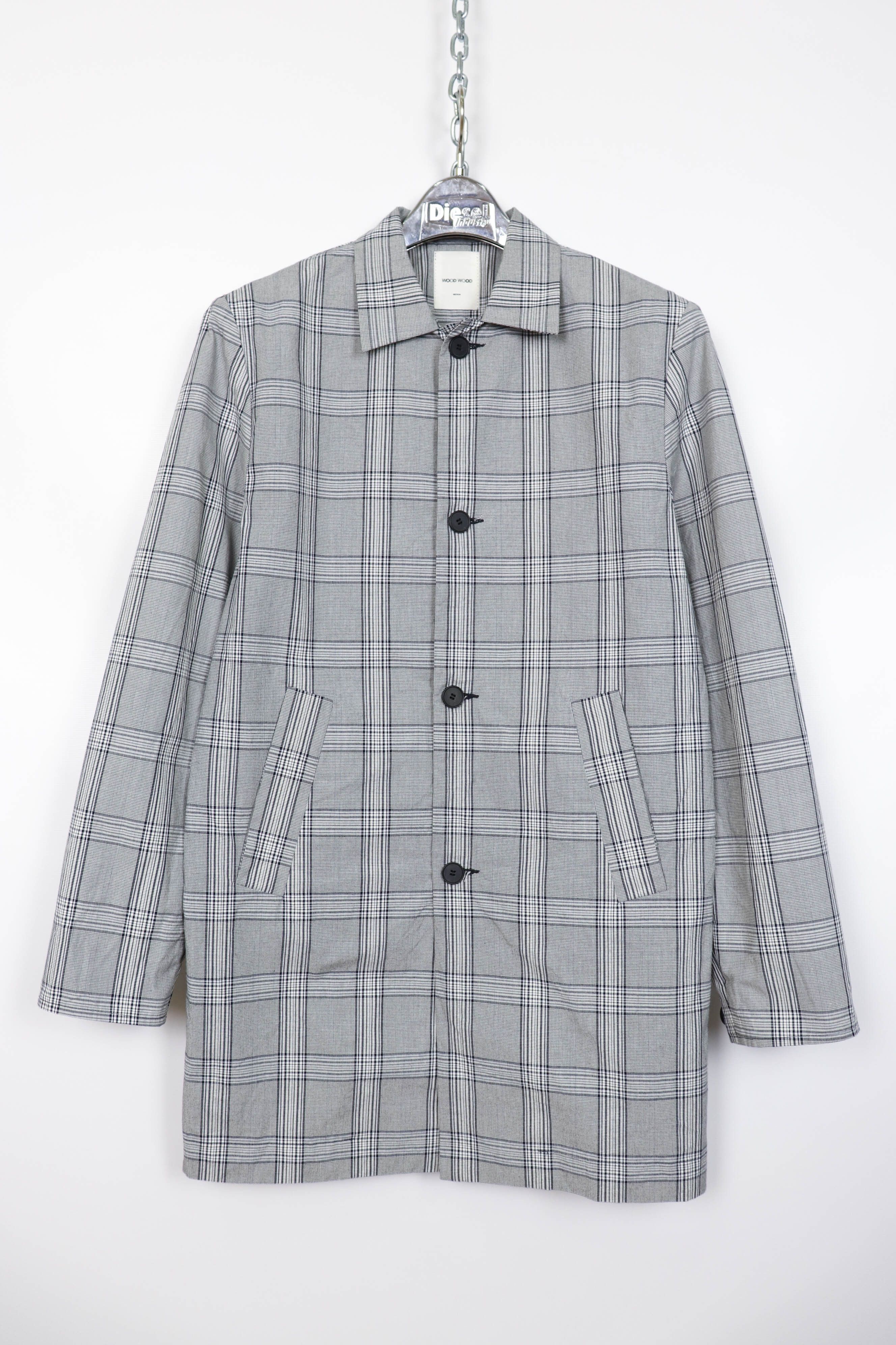 Wood Wood Wood Wood Grey Plaid Check Cotton Macintosh Coat Jacket Size US M / EU 48-50 / 2 - 1 Thumbnail