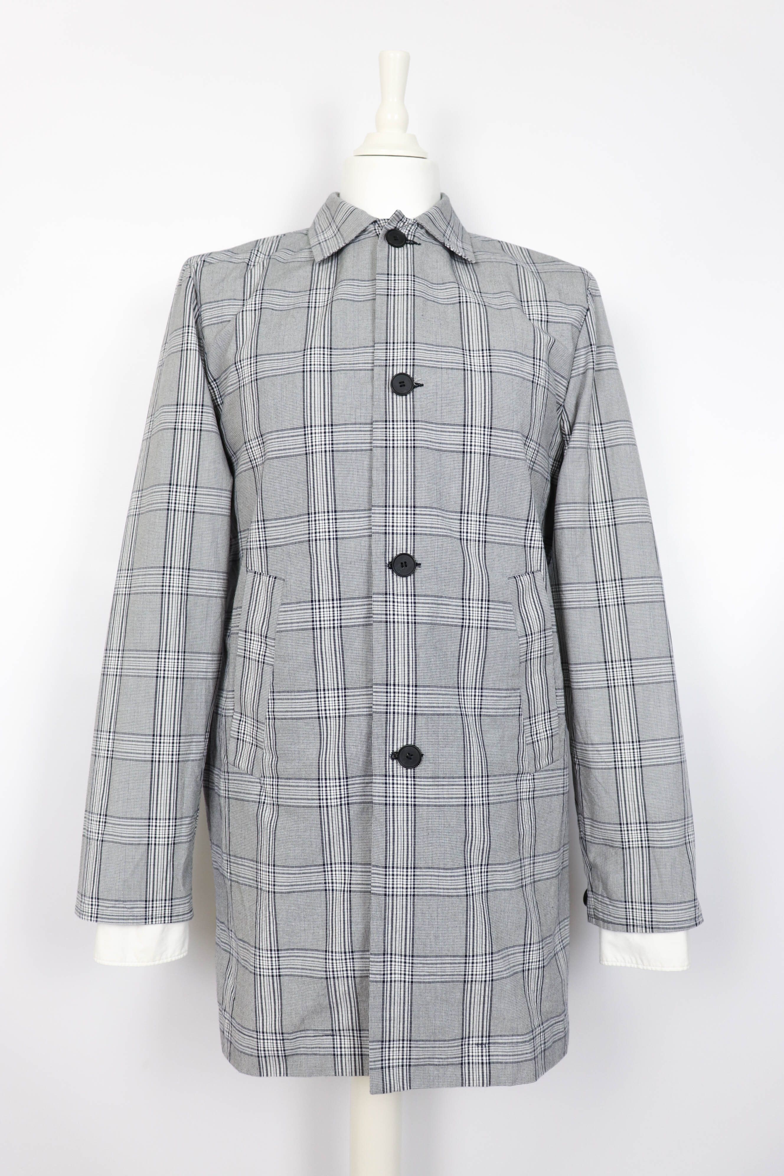 Wood Wood Wood Wood Grey Plaid Check Cotton Macintosh Coat Jacket Size US M / EU 48-50 / 2 - 3 Thumbnail