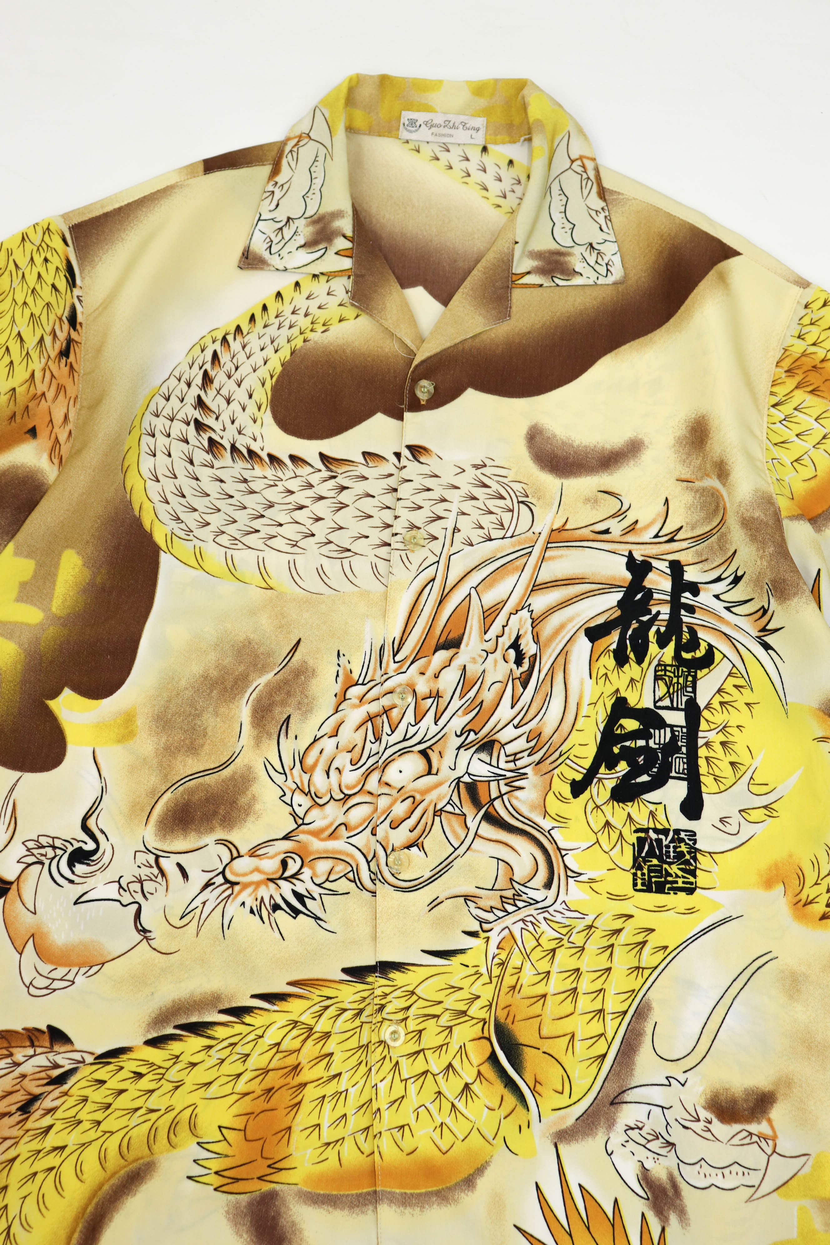 Vintage Japan Dragon Graphics Yellow Polyester Graphics Crazy Shirt Size US L / EU 52-54 / 3 - 3 Thumbnail