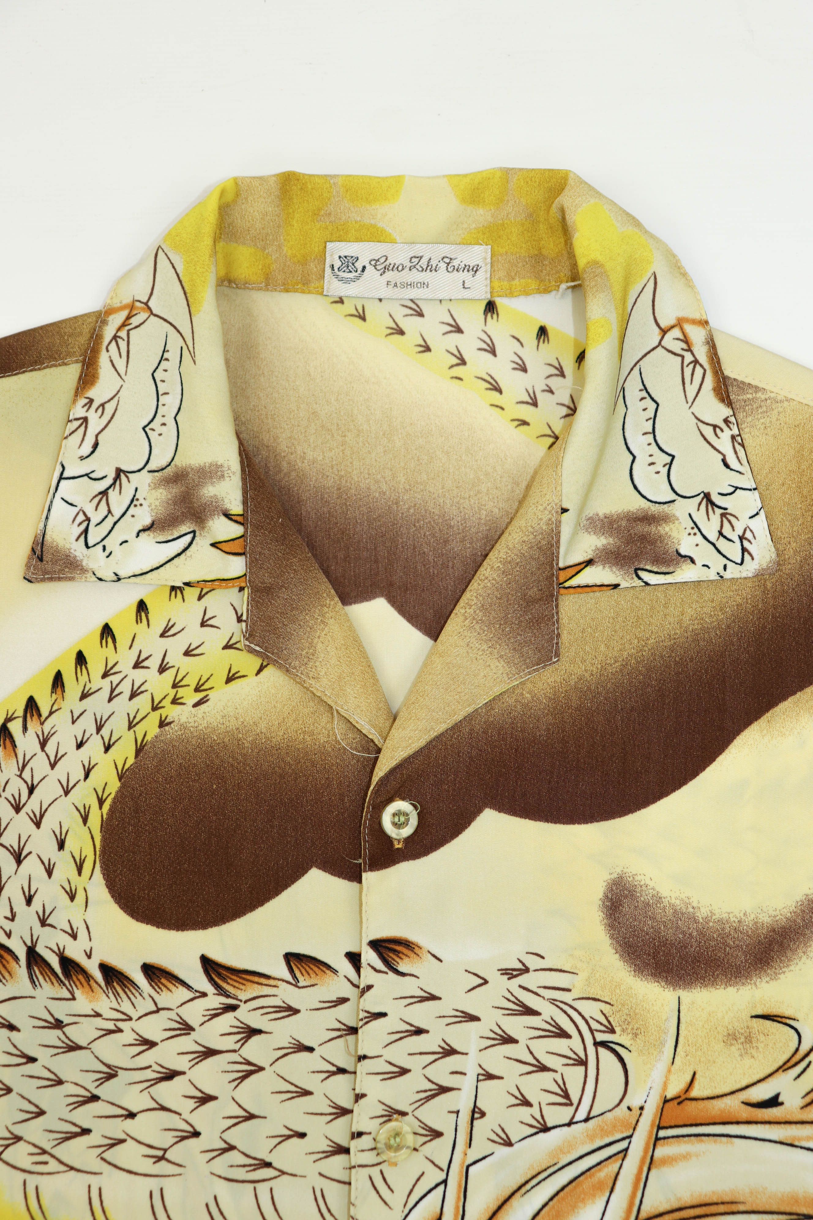 Vintage Japan Dragon Graphics Yellow Polyester Graphics Crazy Shirt Size US L / EU 52-54 / 3 - 6 Thumbnail