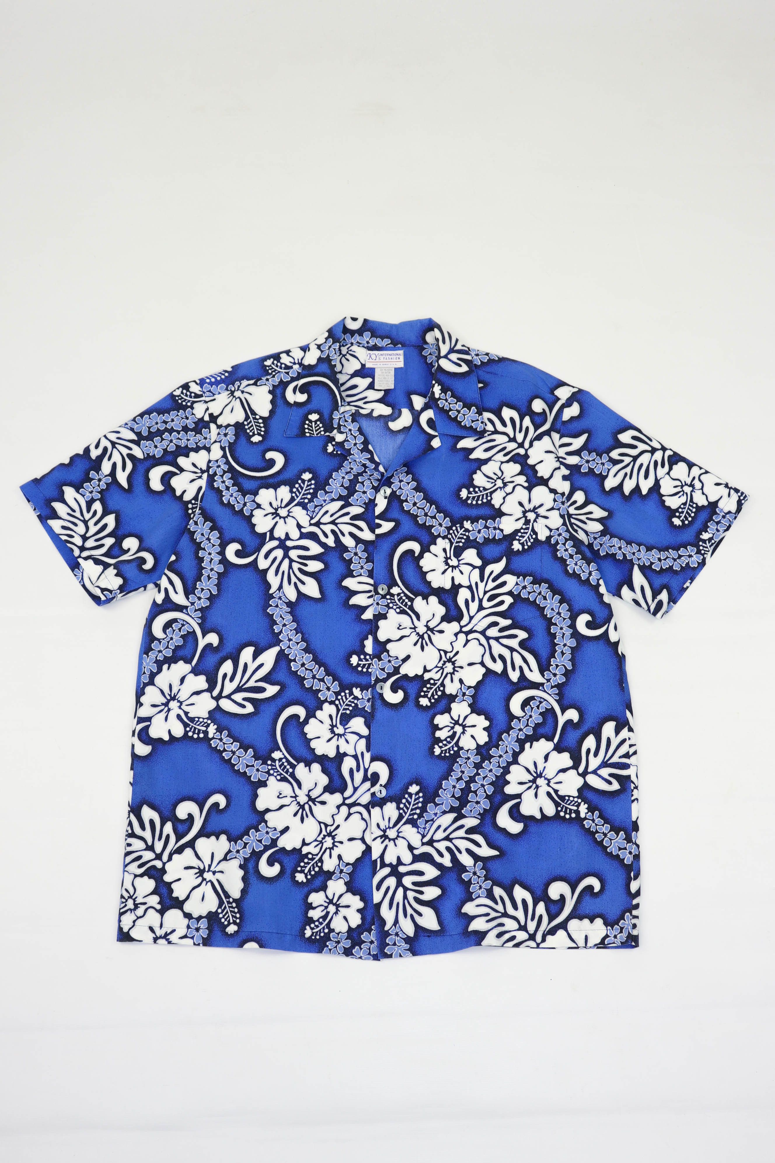 image of Aloha Wear x Hawaiian Shirt Vintage Made In U.s.a. Floral Graphics Hawaiian Aloha Shirt in Blue (Si