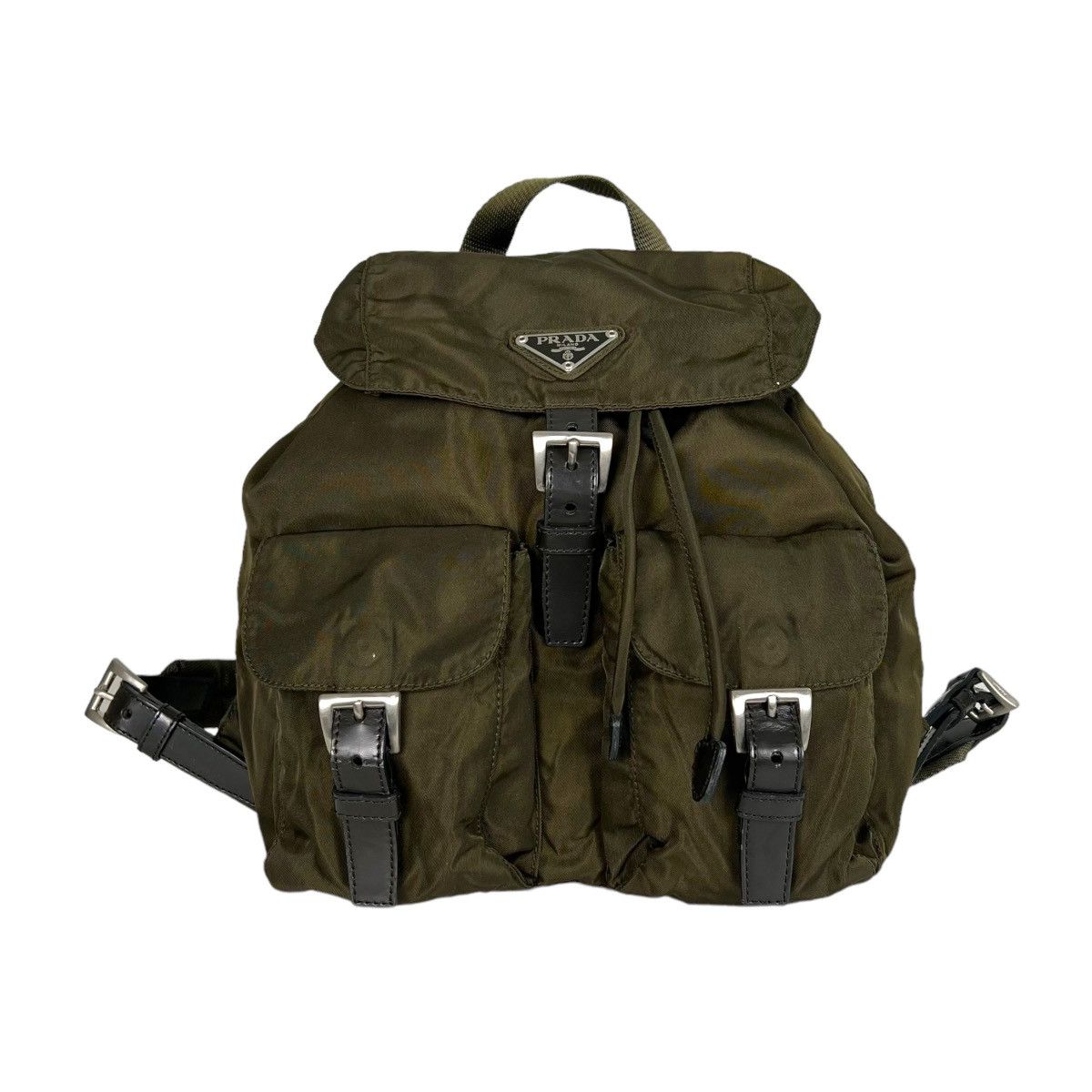 image of Prada Vela Nylon Mini Backpack in Olive Green, Men's