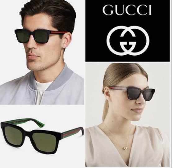 GUCCI Green Square Men's Sunglasses GG0001SN 002 52