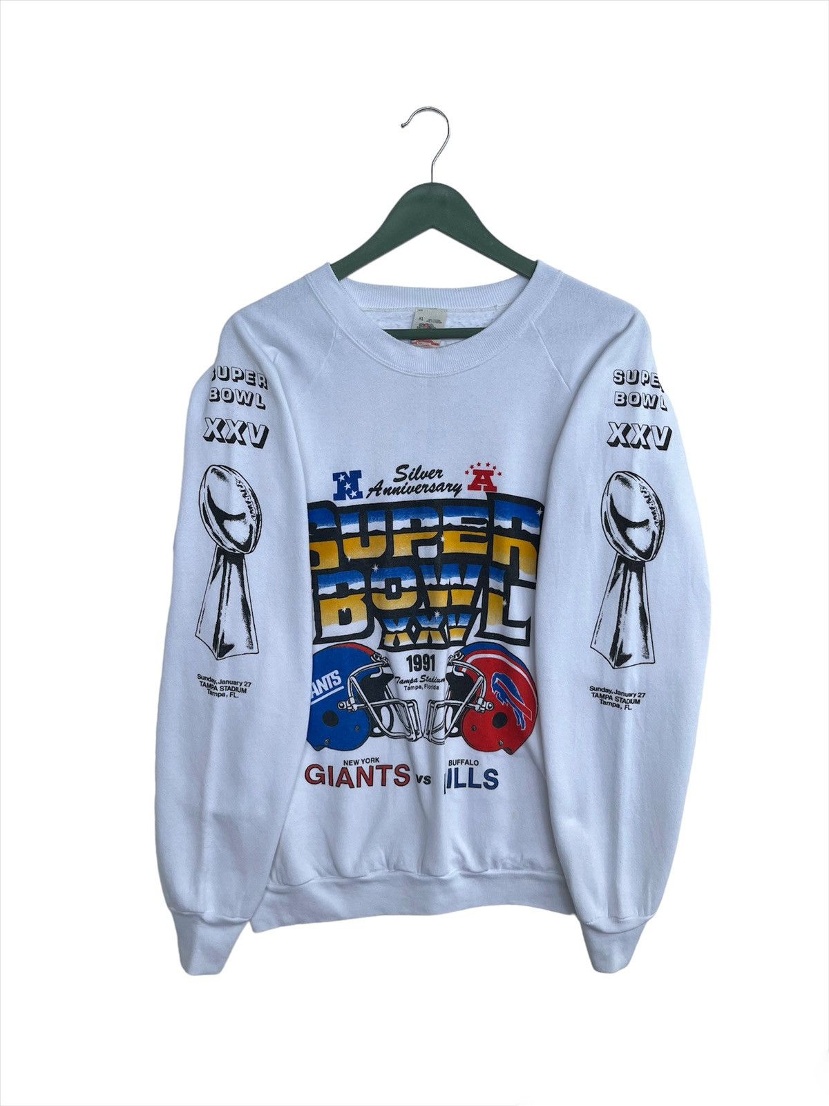 Fruit Of The Loom × NFL RARE🔥1991 Silver Anniversary Super Bowl Match Sweatshirt Size US XL / EU 56 / 4 - 3 Thumbnail