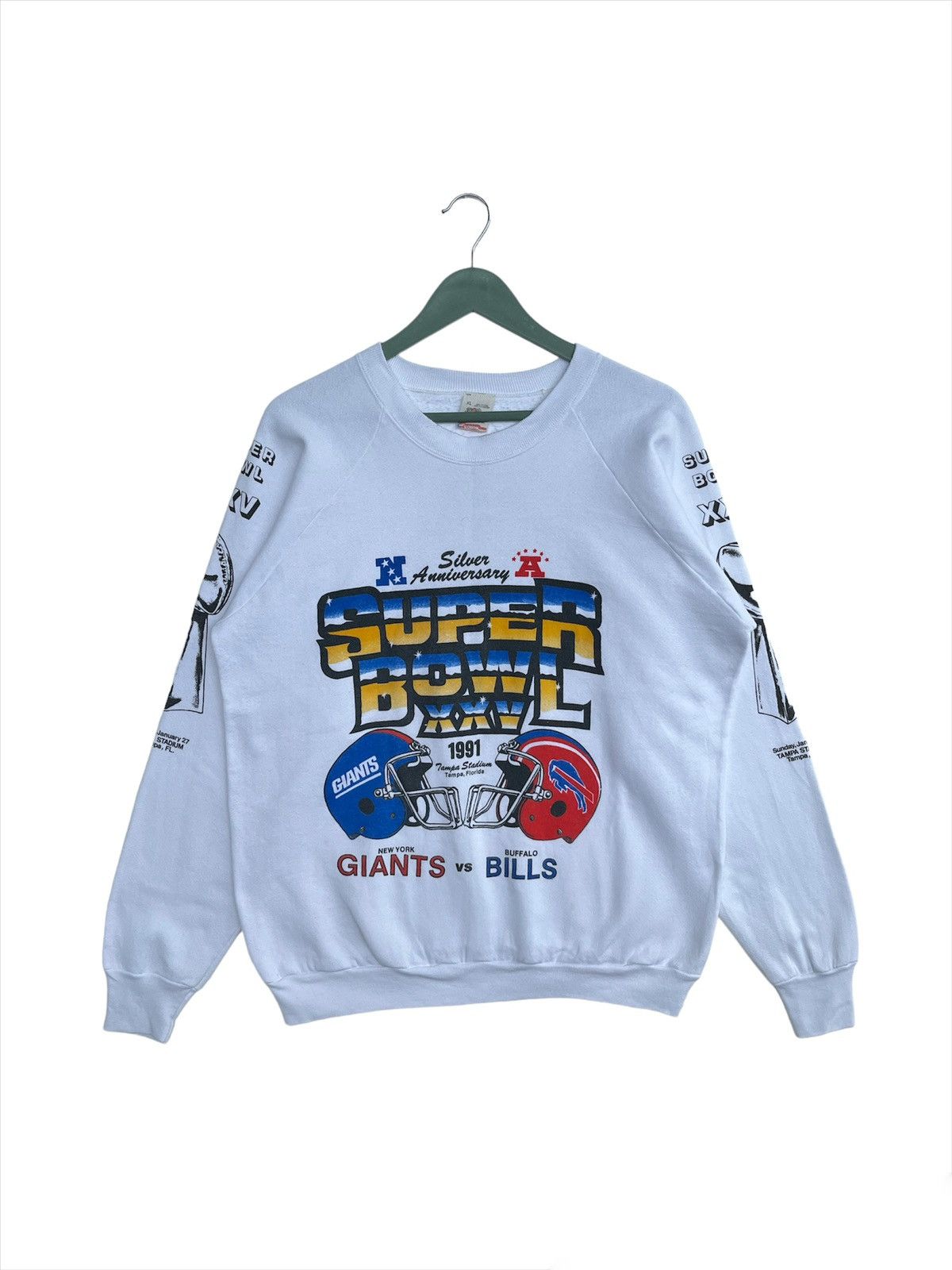 Fruit Of The Loom × NFL RARE🔥1991 Silver Anniversary Super Bowl Match Sweatshirt Size US XL / EU 56 / 4 - 1 Thumbnail