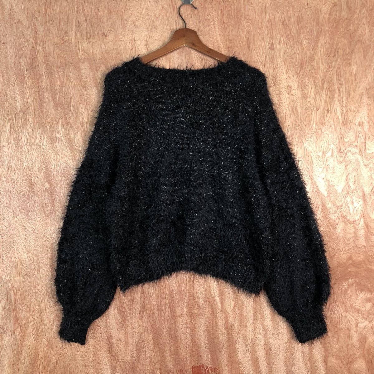 DL Japan Gu Black Mohair Shag Shaggy Knitwear #c321