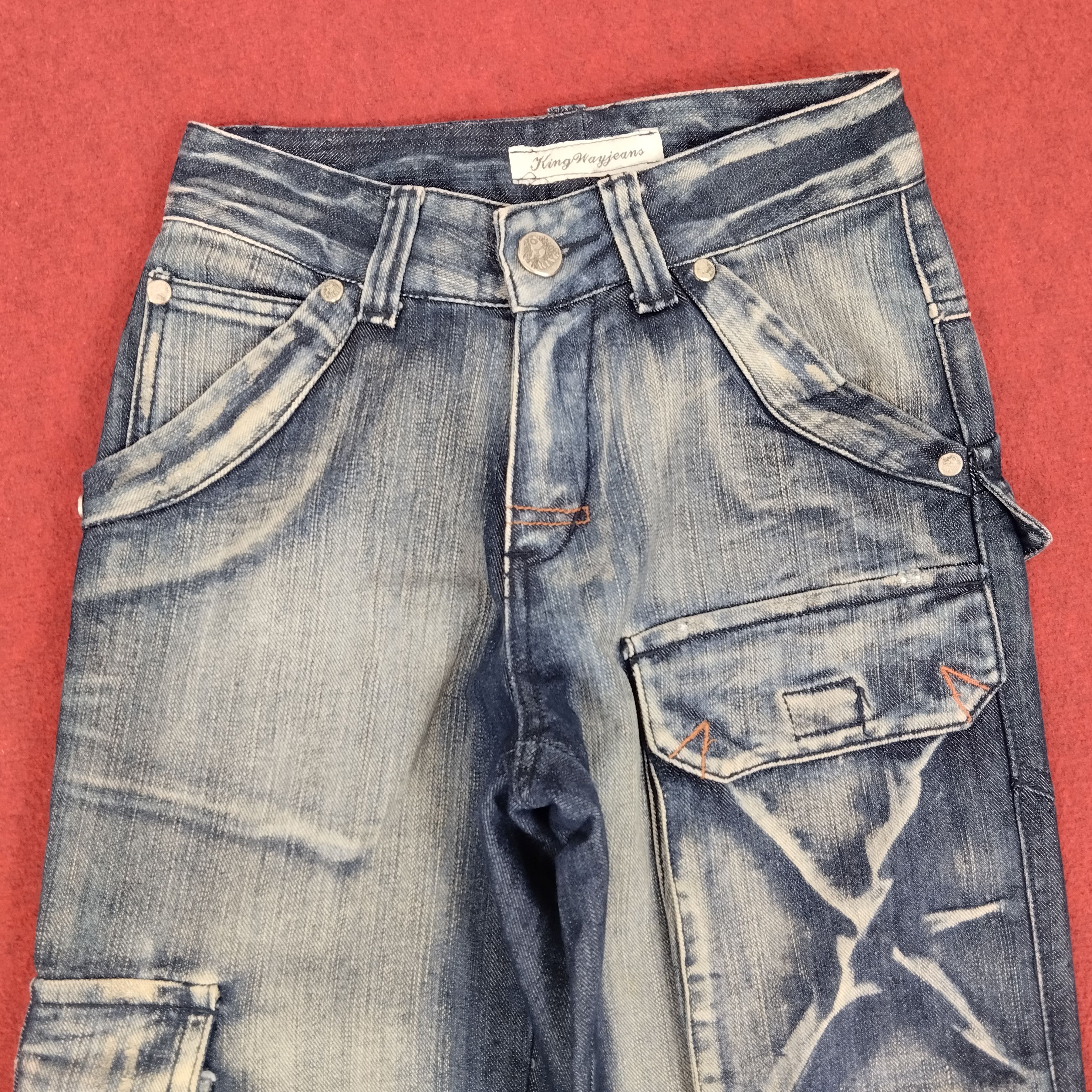 Designer × Vintage King Way Jeans Japanese Streetwear Style Cargo Denim Size US 27 - 2 Thumbnail