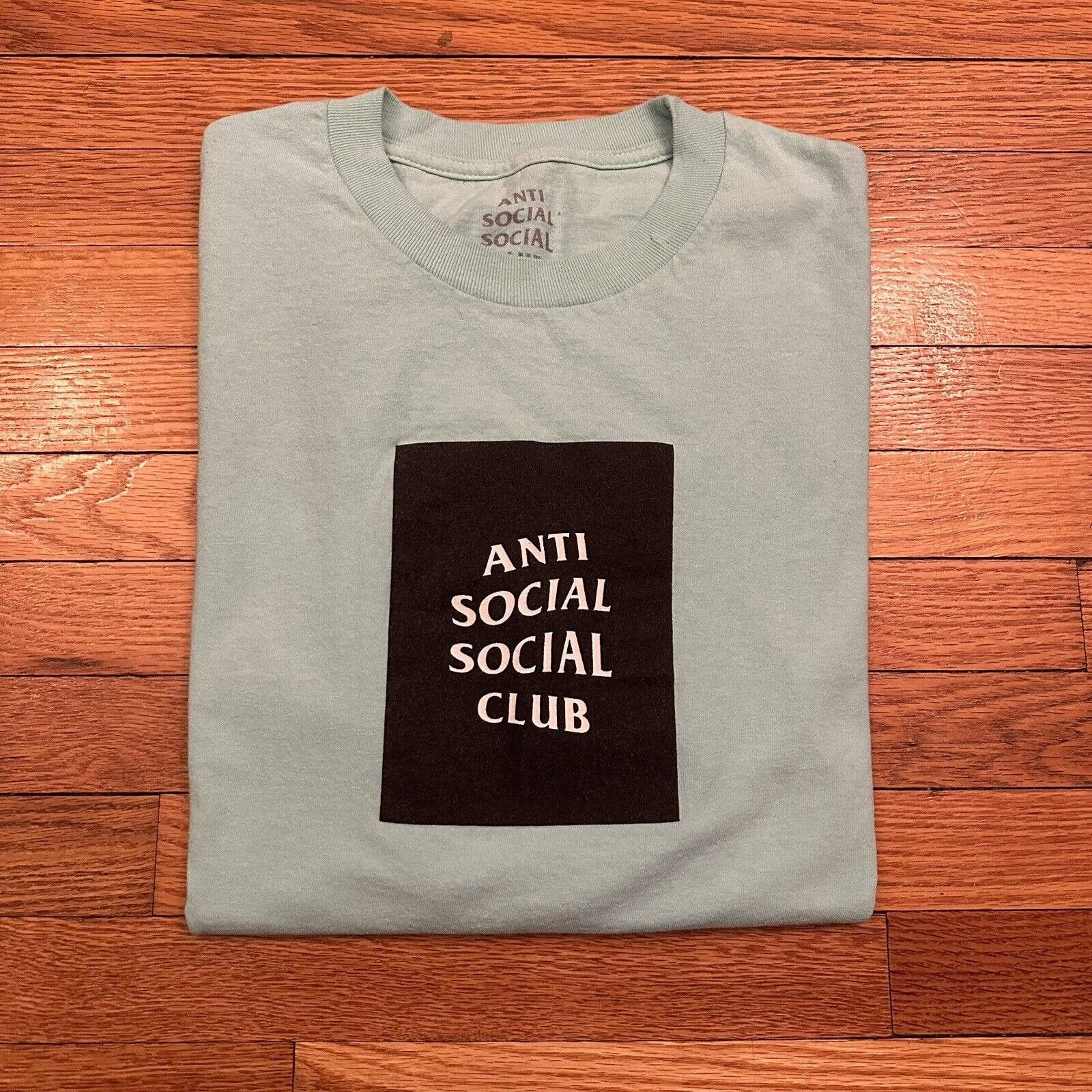 Anti Social Social Club Box Logo Teal Tee T-Shirt Size Large