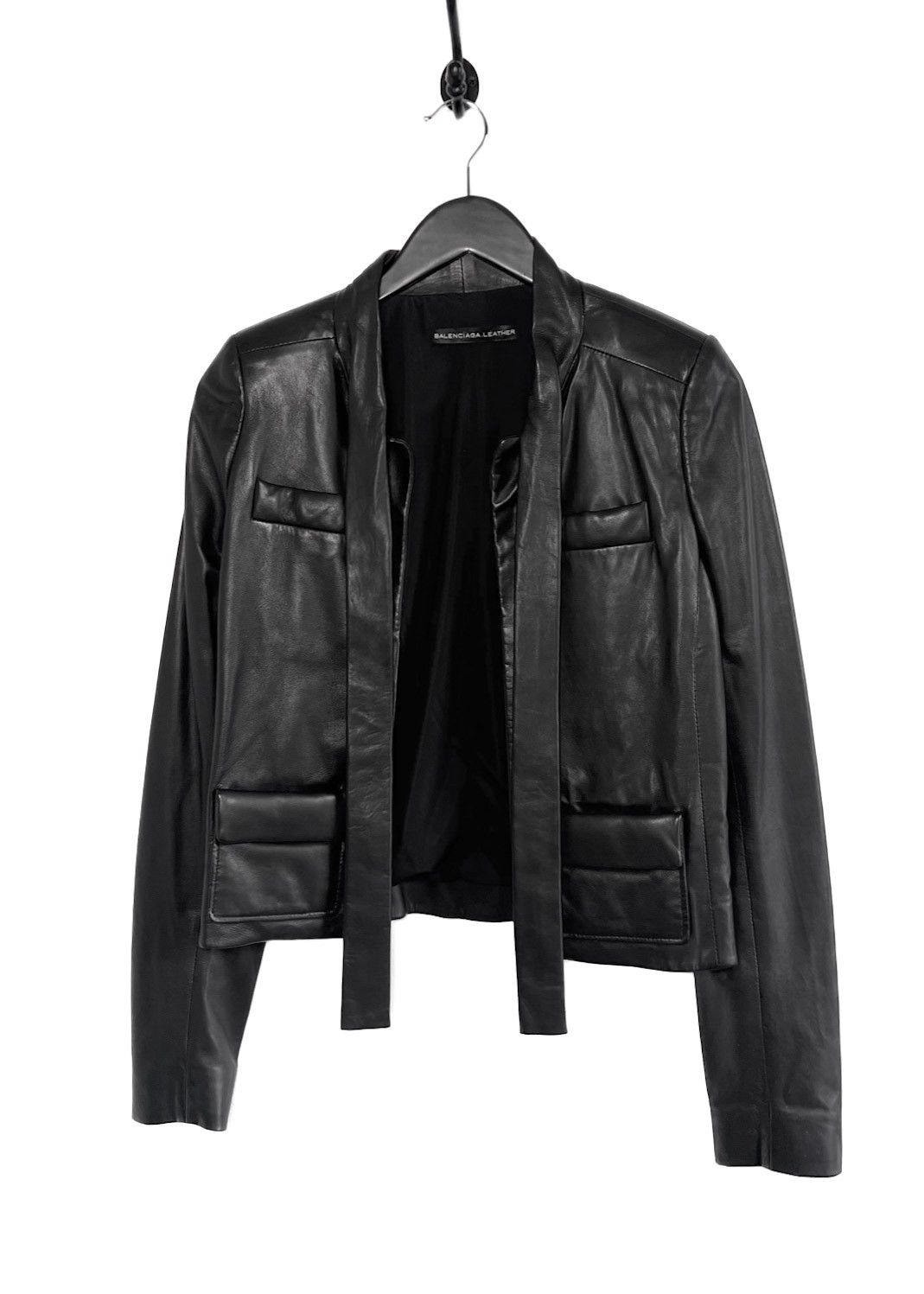 Balenciaga Balenciaga Black Leather Neck Tie Open Jacket Size M / US 6-8 / IT 42-44 - 2 Thumbnail