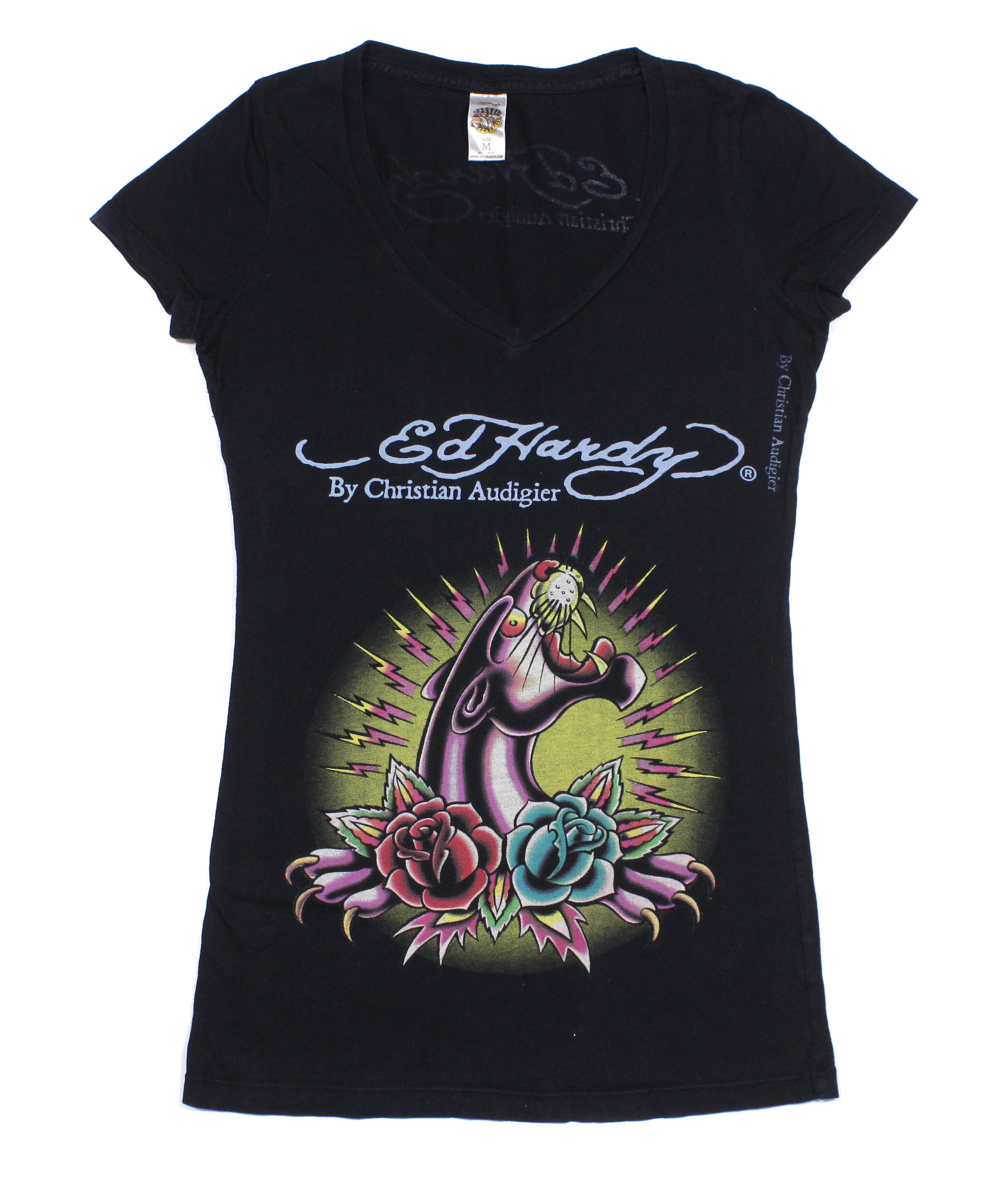 Christian Audigier Y2K Pink Panther V Neck T-Shirt Vintage Made in USA Size M / US 6-8 / IT 42-44 - 1 Thumbnail