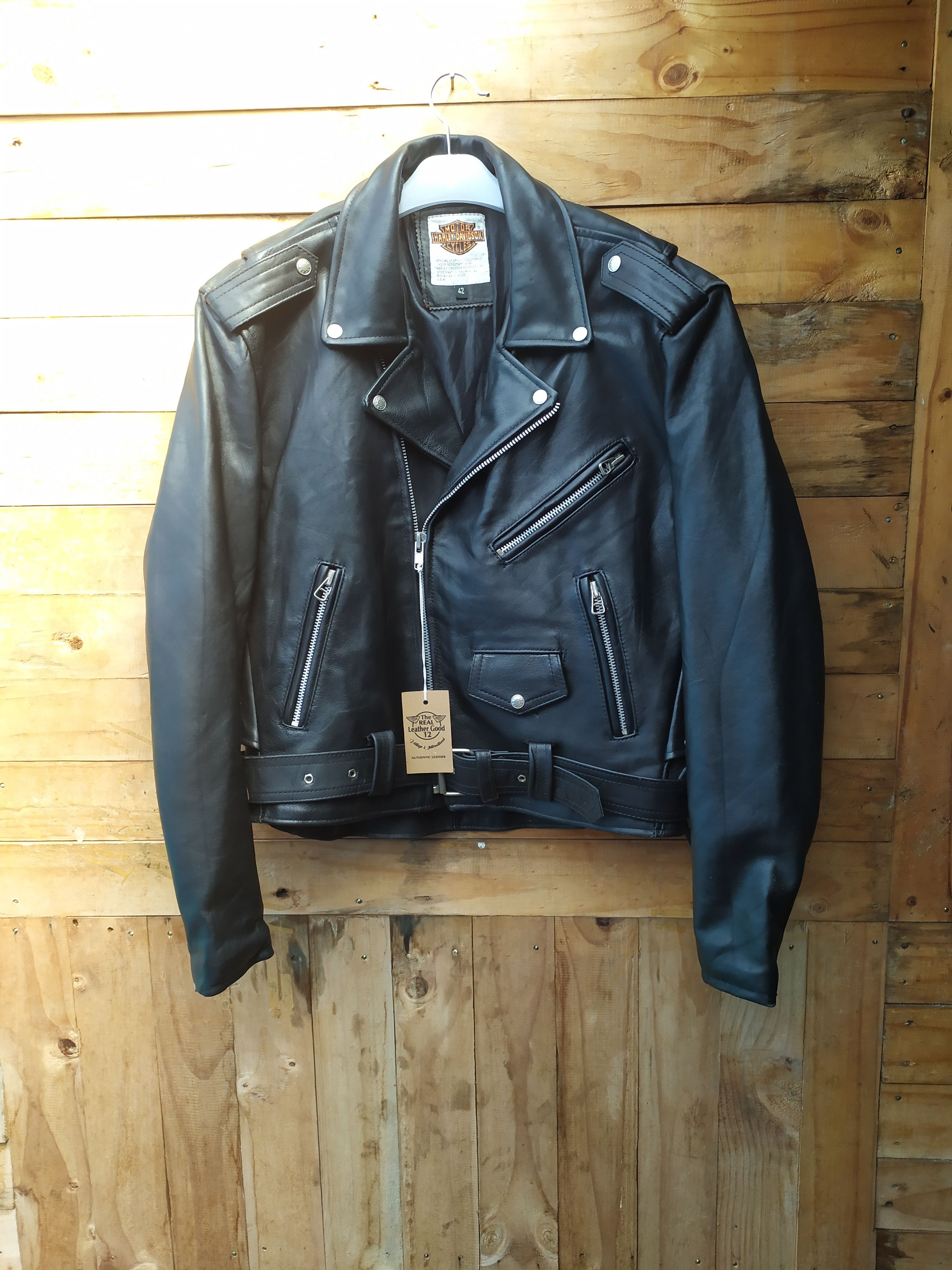 Harley Davidson × Vintage HARLEY DAVIDSON LEATHER STEERHIDE RAMONES PERFECTO JACKET Size US XL / EU 56 / 4 - 1 Thumbnail