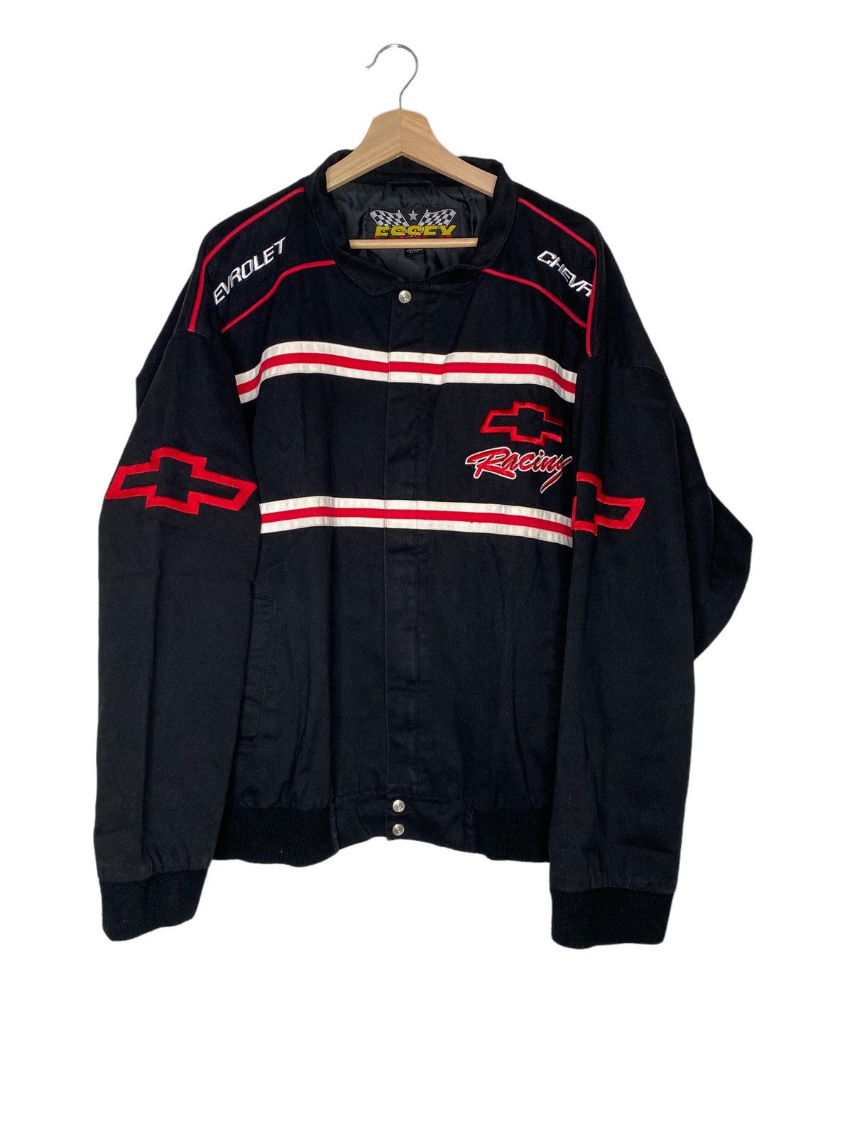 Veste de course vintage Snap On homme grande taille rouge noir brodée