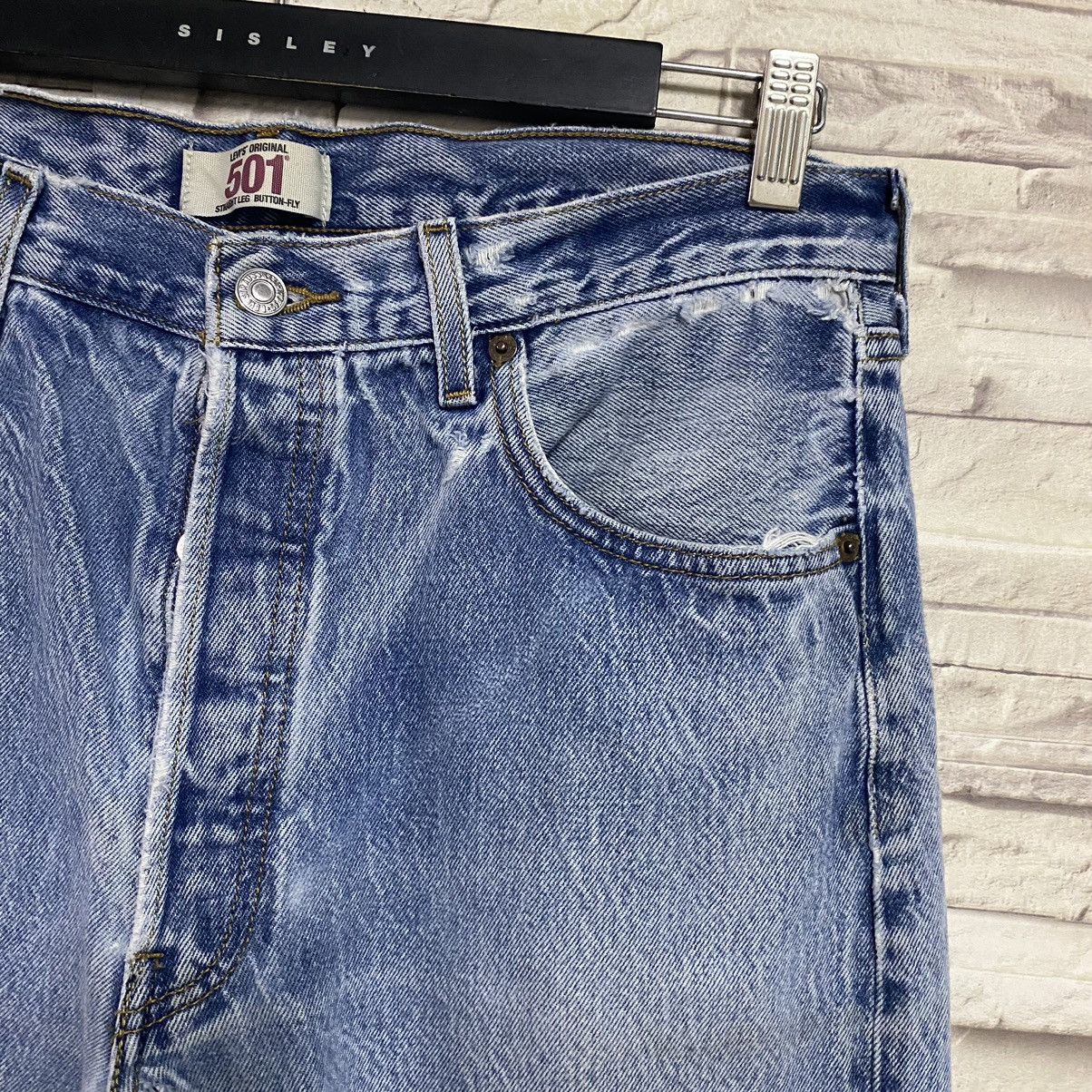 Levi's Vintage Levis 501 Sky Blue Nice Faded Jeans 34x32 Size US 34 / EU 50 - 6 Thumbnail