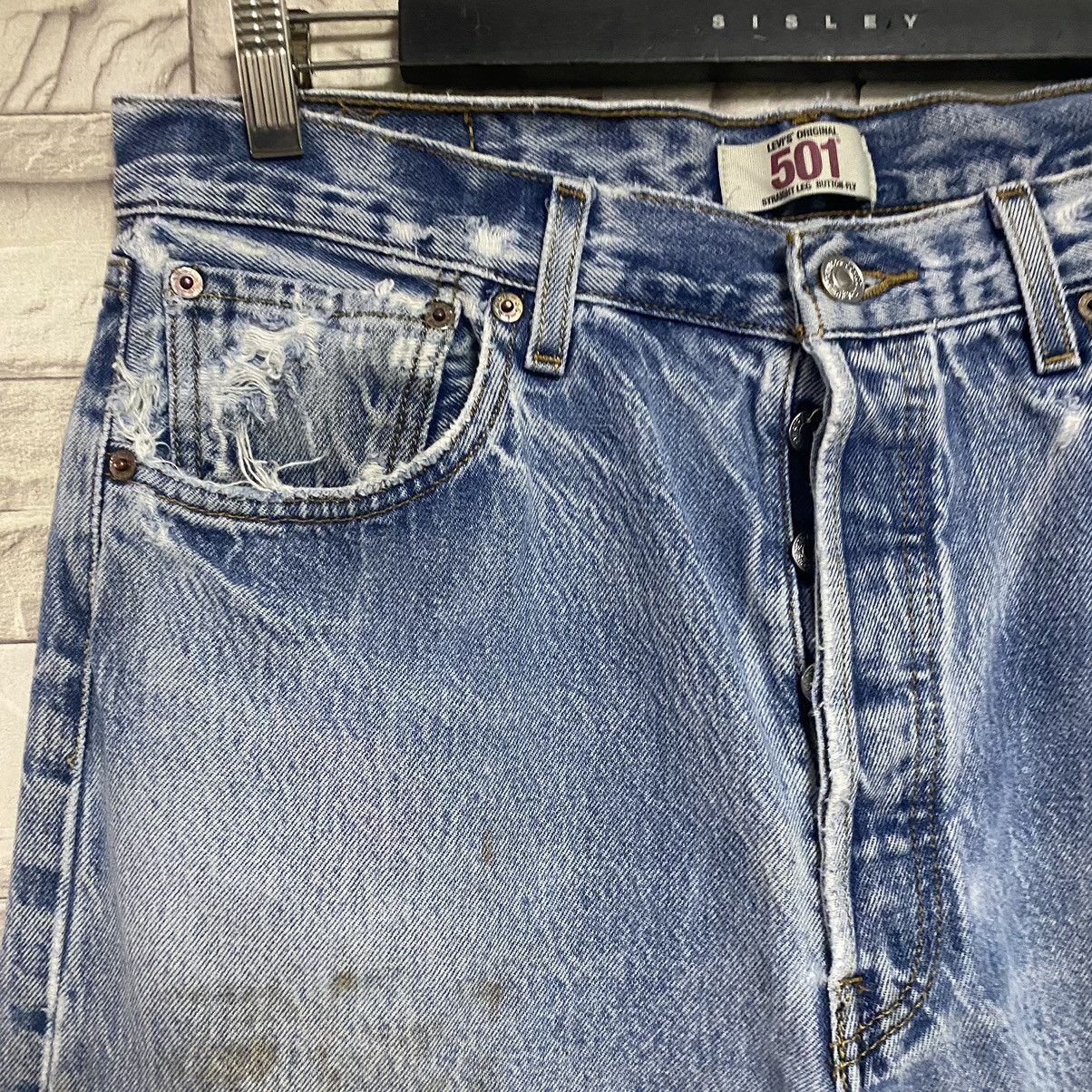 Levi's Vintage Levis 501 Sky Blue Nice Faded Jeans 34x32 Size US 34 / EU 50 - 5 Thumbnail