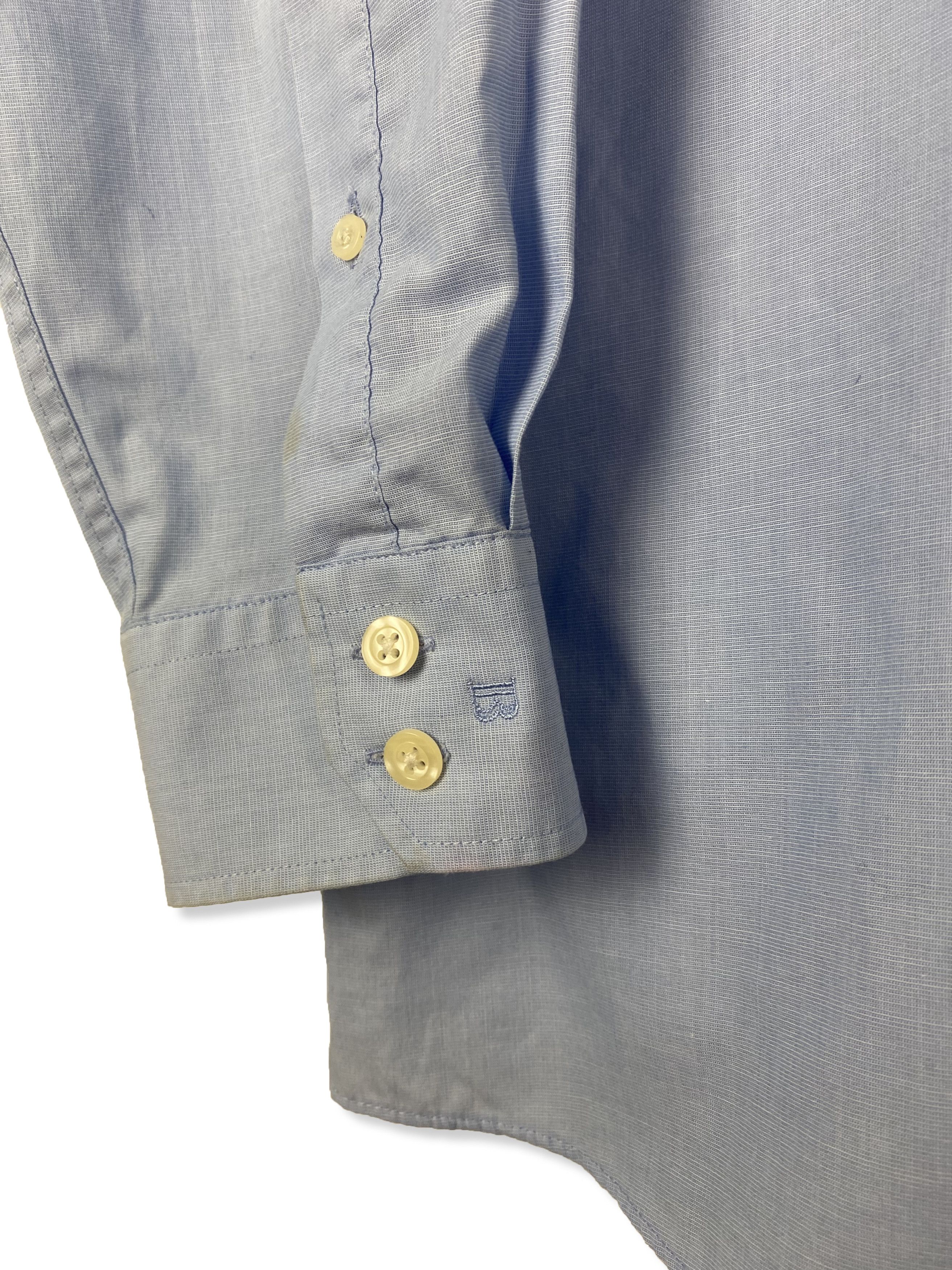 Balmain Vintage BALMAIN Plain Blue Button Up Shirt M397 Size US L / EU 52-54 / 3 - 2 Thumbnail