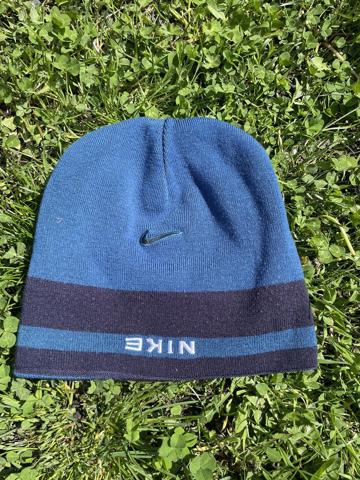 Nike × Vintage Vintage Nike 90s Swoosh double side Beanie Winter Hat Size ONE SIZE - 1 Thumbnail