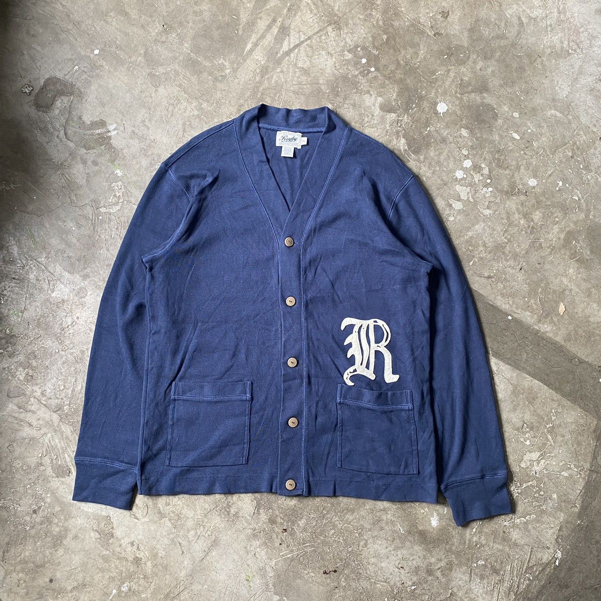 image of Ralph Laurent - Rugby “R” Cardigan in Navy, Men's (Size XL)