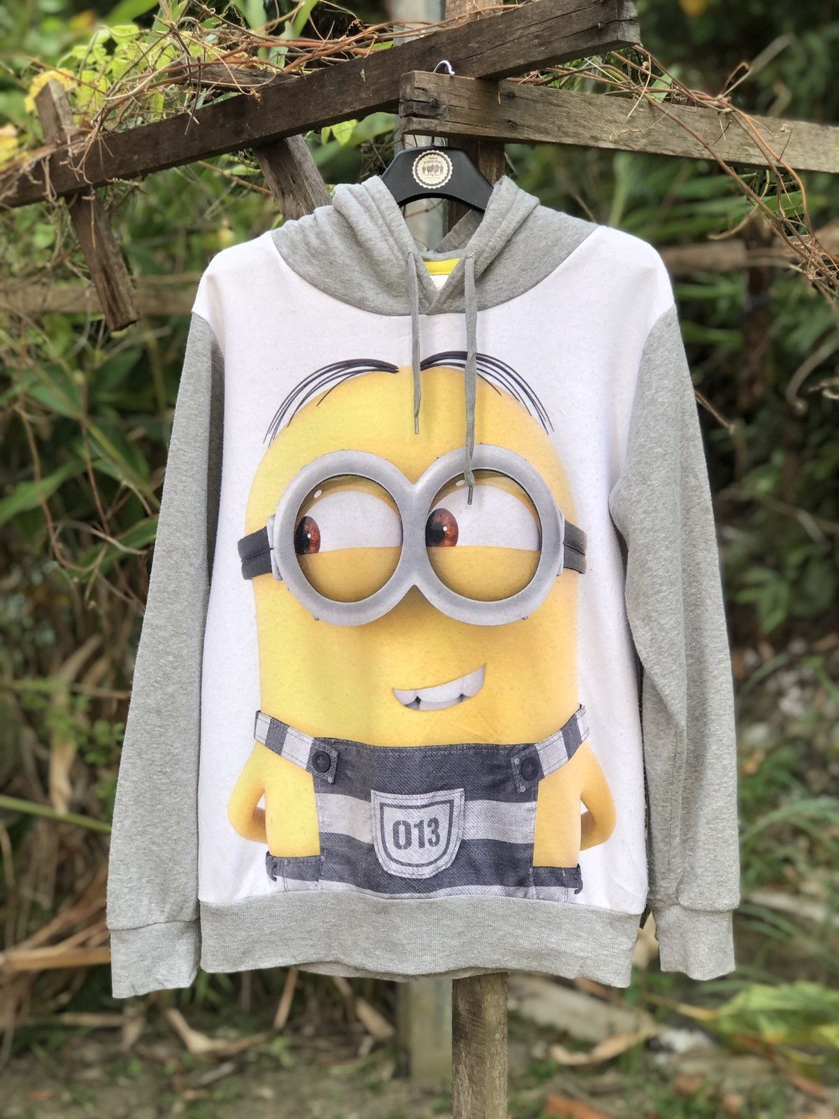 image of Cartoon Network x Movie Despicable Me Minion Made Big Print Sweatshirt Hoodie, Men's (Size Medium)