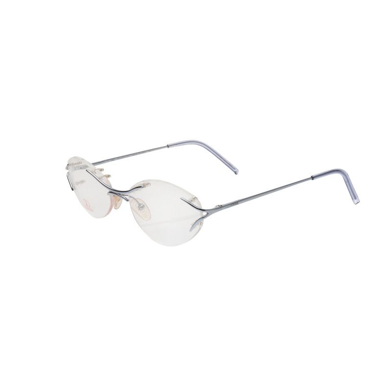 Valentino Valentino 90's Silver Blue Rimless Oval Glasses Size ONE SIZE - 2 Thumbnail