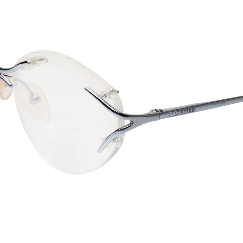 Valentino Valentino 90's Silver Blue Rimless Oval Glasses Size ONE SIZE - 3 Thumbnail