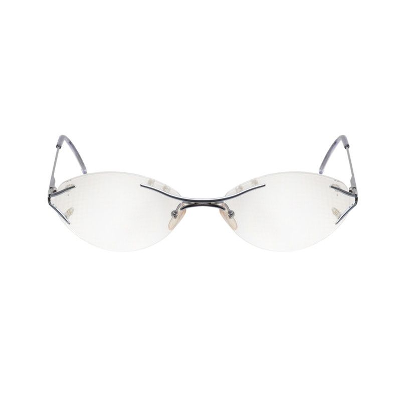 Valentino Valentino 90's Silver Blue Rimless Oval Glasses Size ONE SIZE - 1 Thumbnail