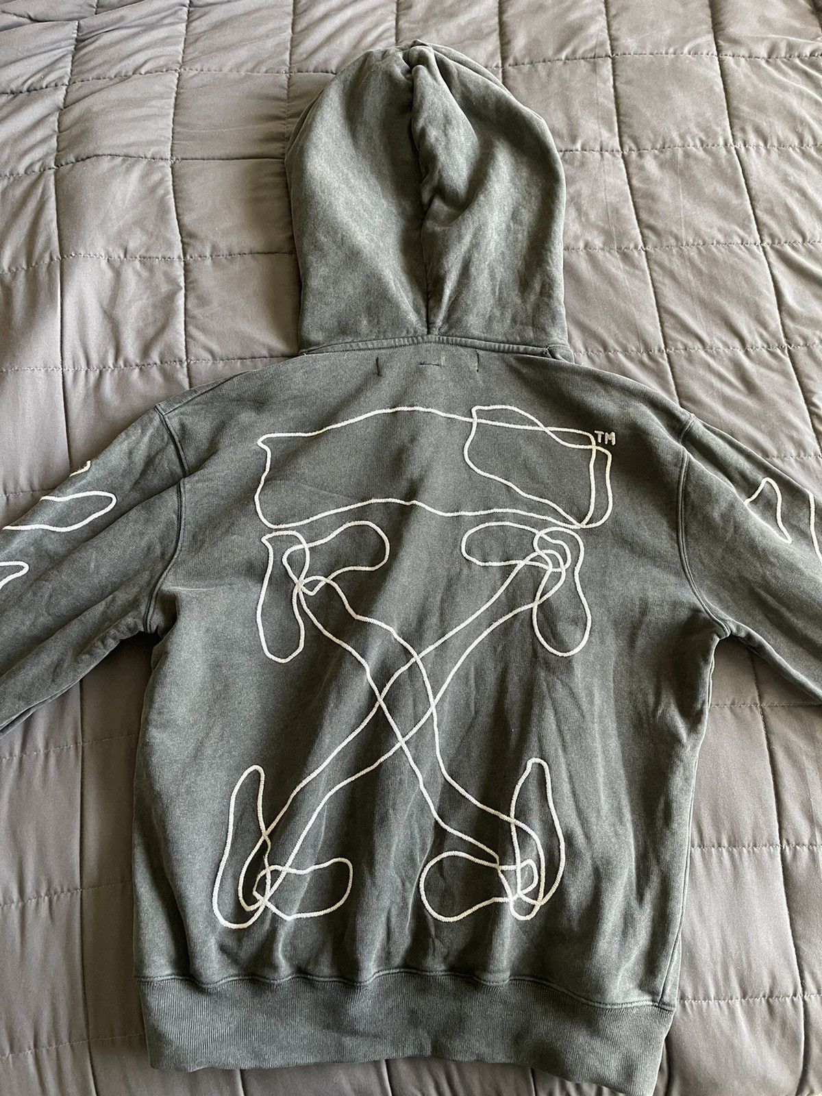 Off-White Off White Dark Grey Faded Hoodie Size US L / EU 52-54 / 3 - 2 Thumbnail