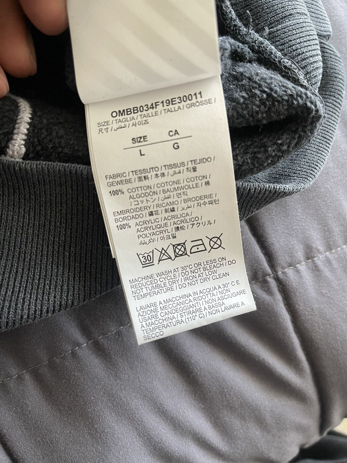 Off-White Off White Dark Grey Faded Hoodie Size US L / EU 52-54 / 3 - 5 Thumbnail