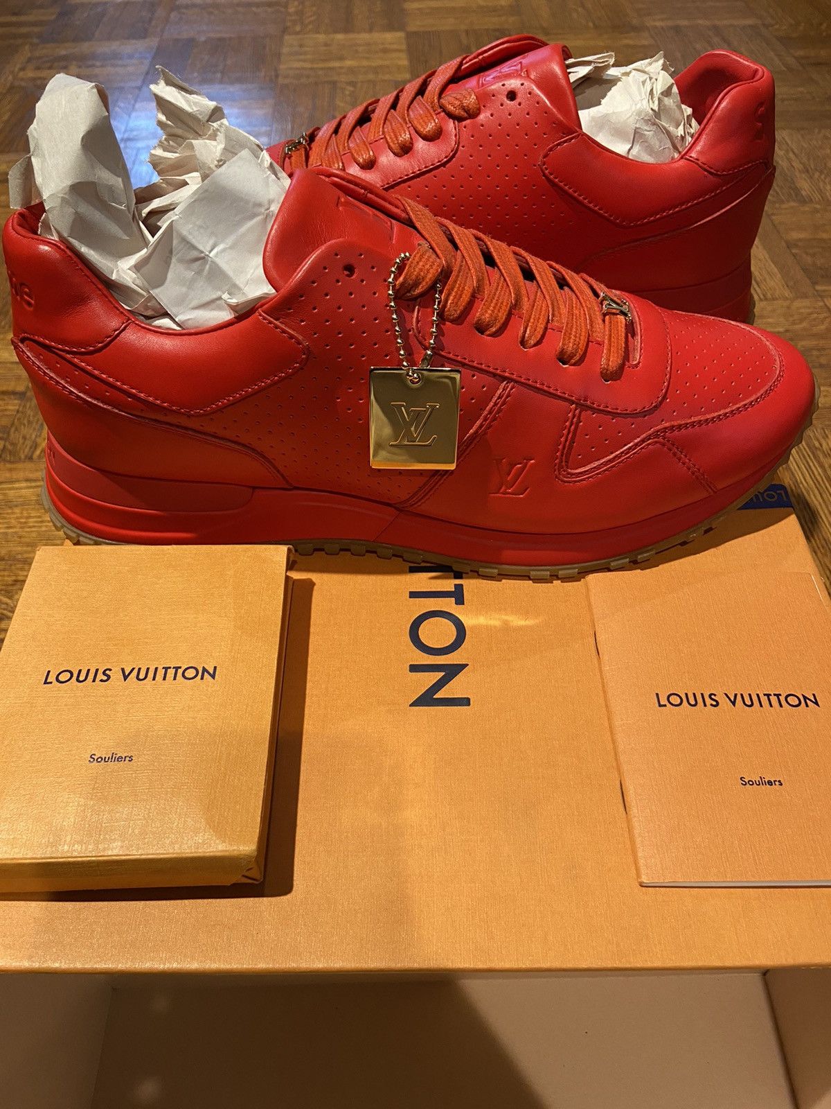 Louis Vuitton x Supreme Red Run Away Sneakers