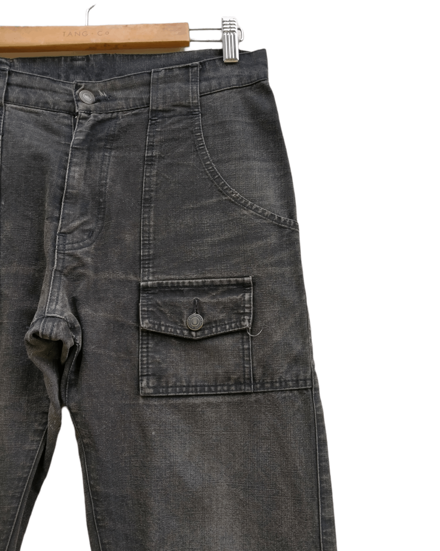 Issey Miyake Vintage 90s Distressed Tete Homme Bush Denim Pants Size US 32 / EU 48 - 9 Thumbnail