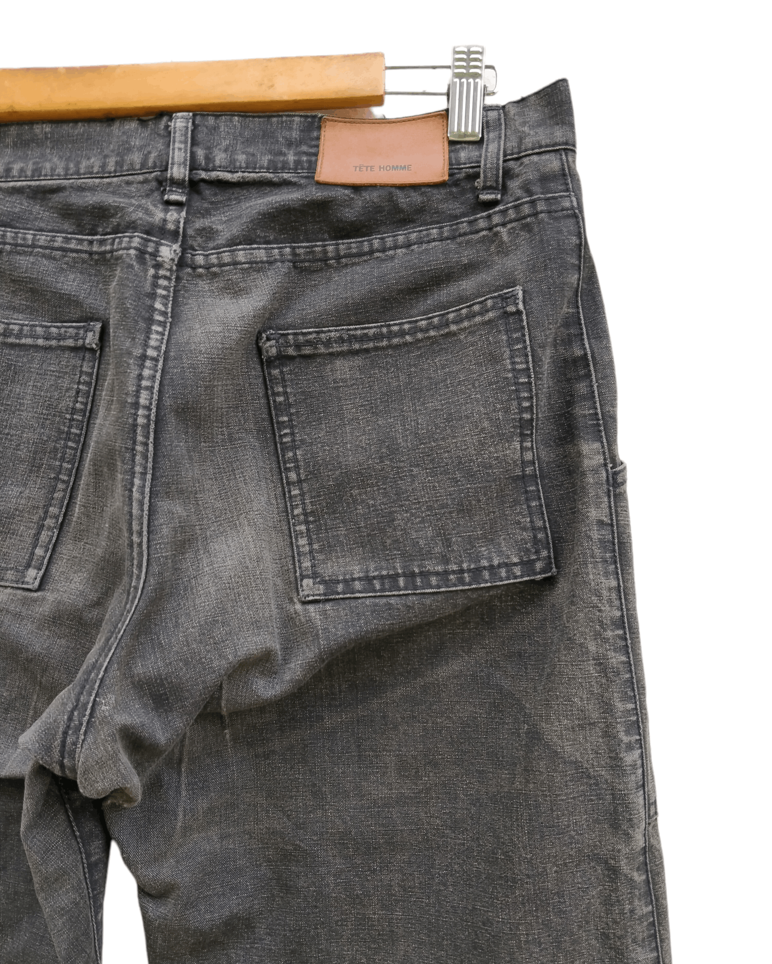 Issey Miyake Vintage 90s Distressed Tete Homme Bush Denim Pants Size US 32 / EU 48 - 15 Thumbnail