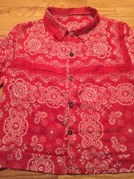 Vintage 1 Of 1 Red Bandana Patchwork Shirt Like Kapital Visvim