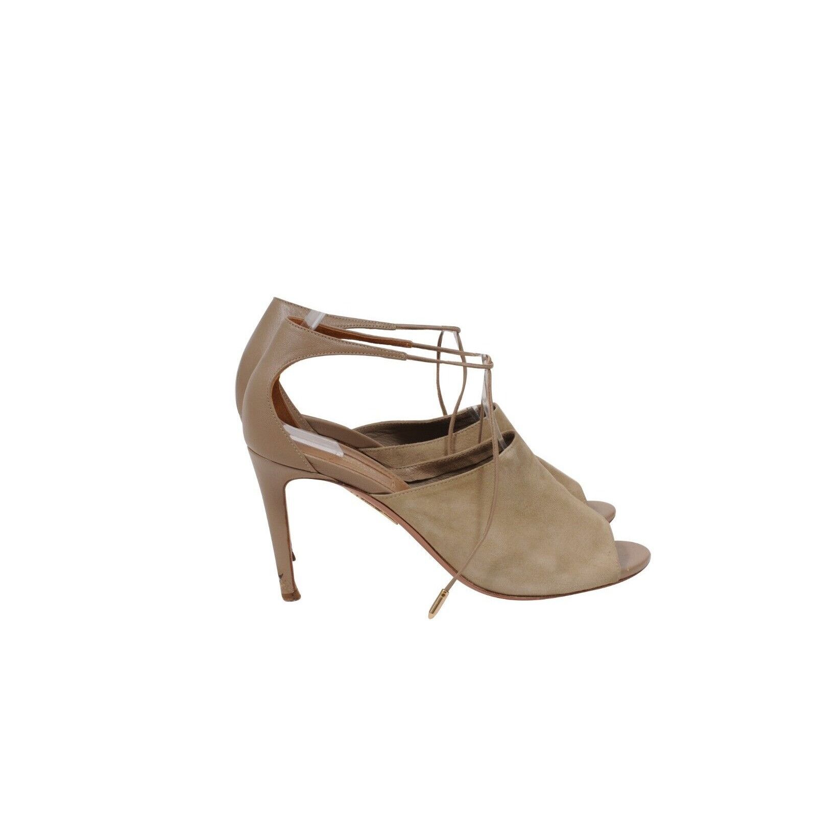 Aquazzura Estelle 85 mm Heels Tan Suede Size US 7 / IT 37 - 8 Thumbnail