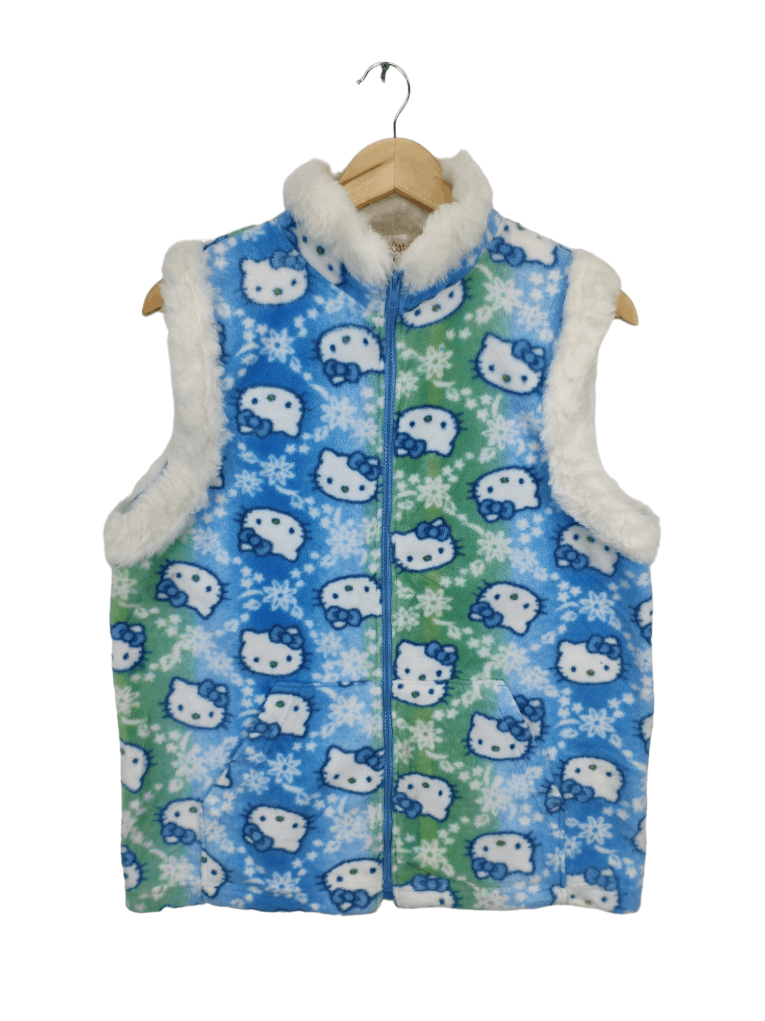 Anime × Japanese Brand × Vintage Hello kitty Fleece Vest Fullprint Character Night Wear Size US M / EU 48-50 / 2 - 1 Thumbnail