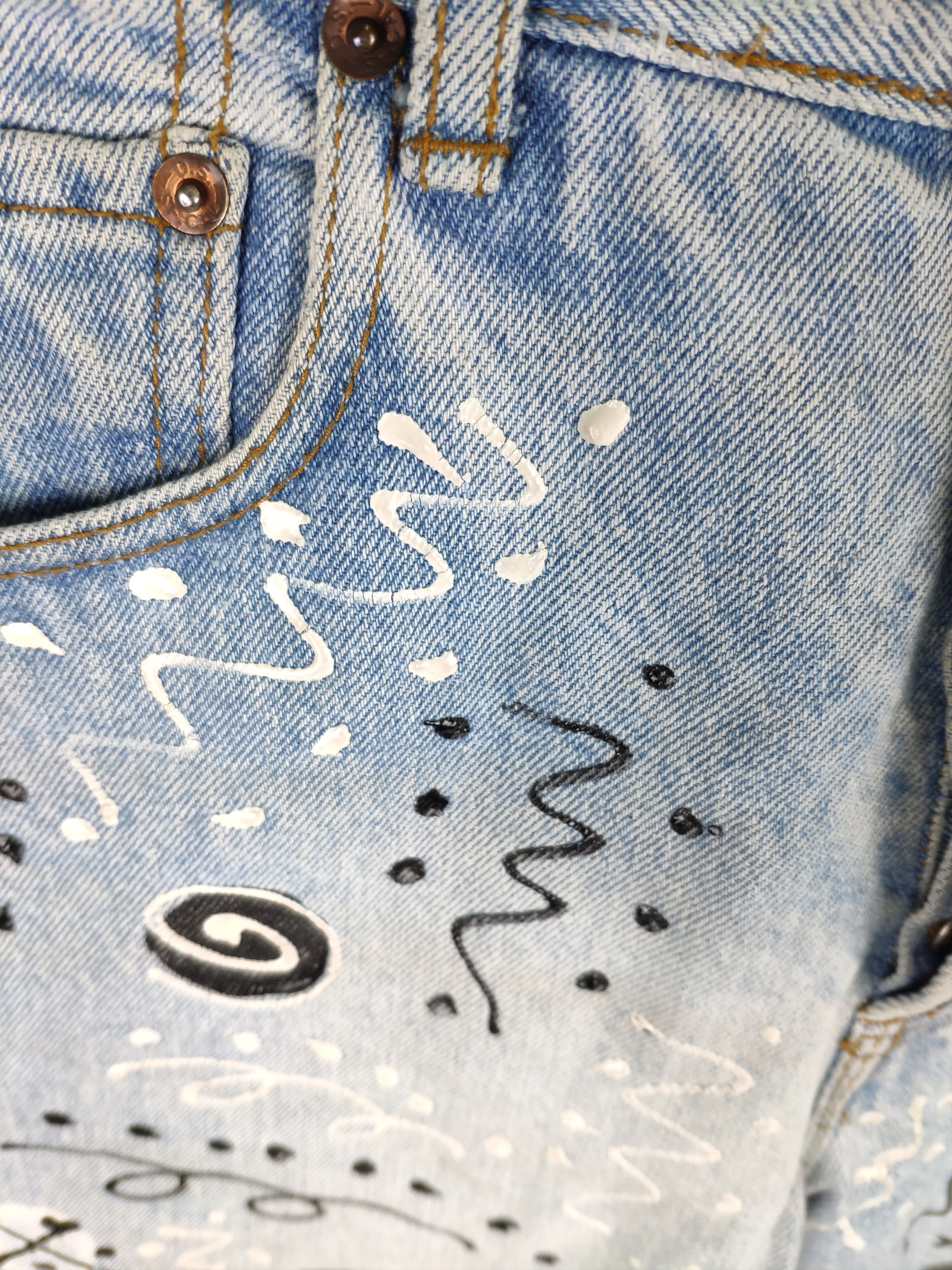If Six Was Nine × Japanese Brand × Vintage Steal 💥 Vintage Denim Jeans Paint Custom Made Size 27" / US 4 / IT 40 - 7 Thumbnail