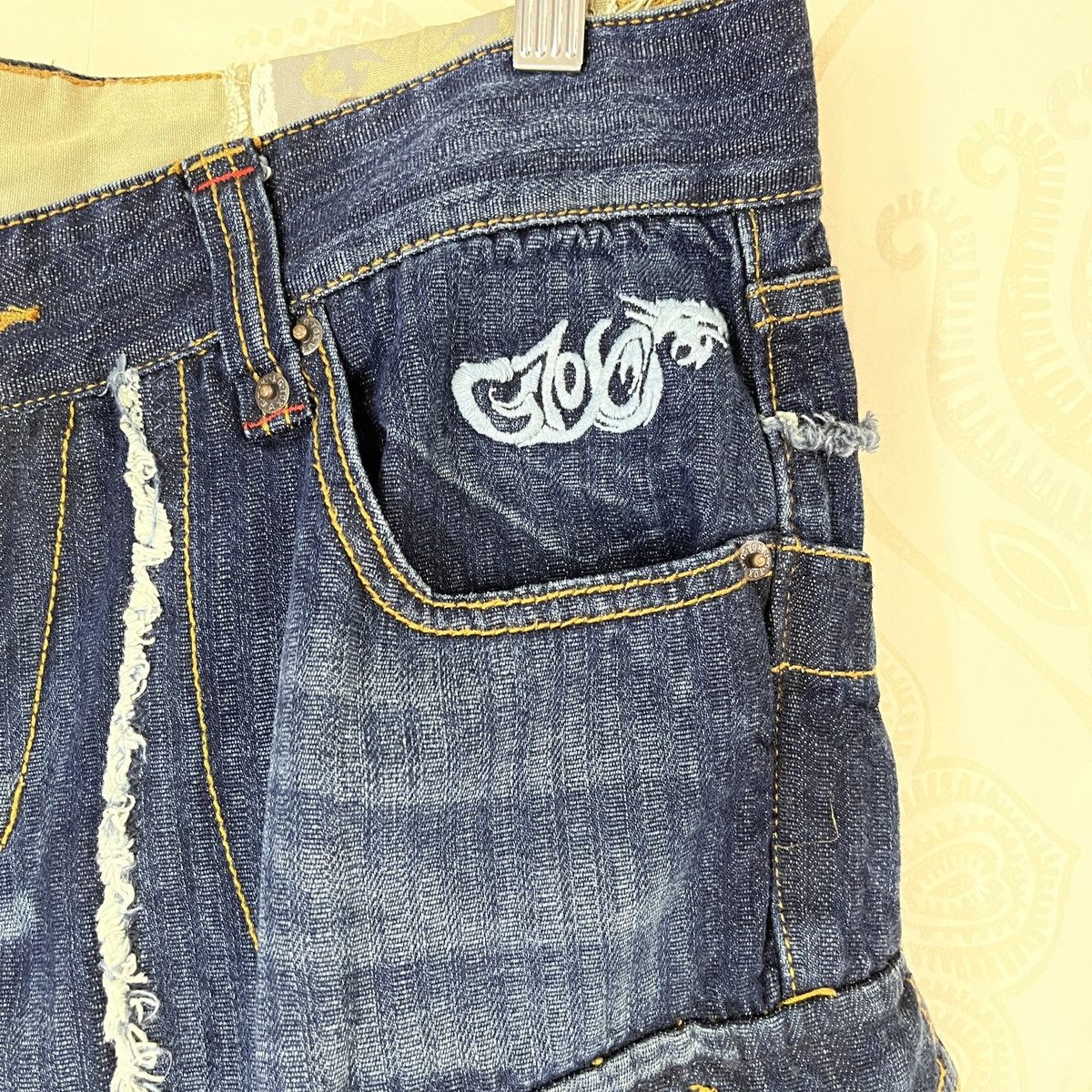 Vintage G-Tox Hickory Distressed Denim Jeans With Cargo Pockets Size US 34 / EU 50 - 9 Thumbnail