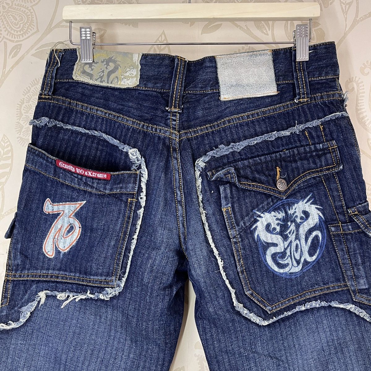 Vintage G-Tox Hickory Distressed Denim Jeans With Cargo Pockets Size US 34 / EU 50 - 23 Thumbnail