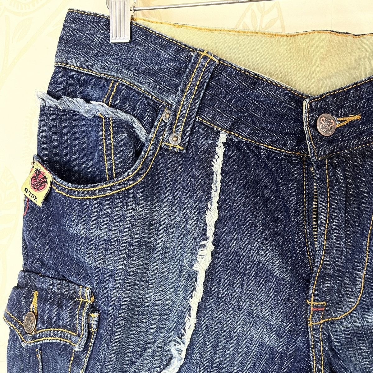 Vintage G-Tox Hickory Distressed Denim Jeans With Cargo Pockets Size US 34 / EU 50 - 10 Thumbnail